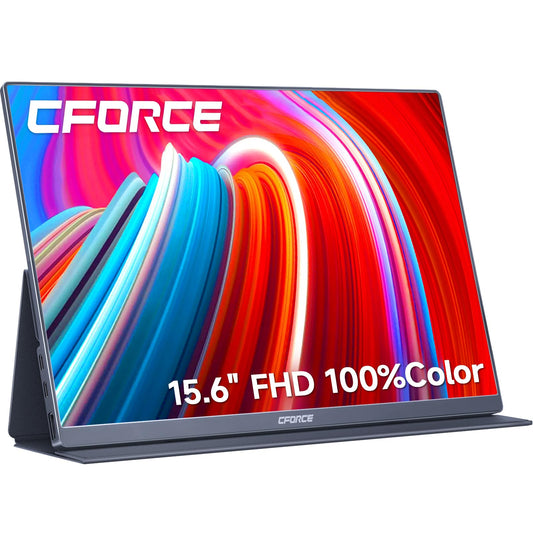 c-force - Monitor portátil ultradelgado portátil de 15.6 pulgadas, visualización externa FHD 1080P con altavoces duales, segunda visualización para portátil, Mac, PC, teléfono, Xbox PS4, PS5