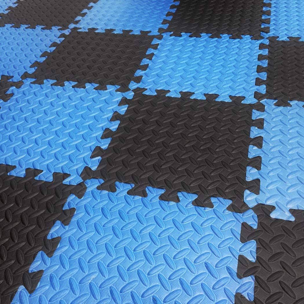 Alfombrilla Protectora de Suelos 9HORN Gris con Azulejos Entrelazados de Espuma EVA para Gimnasio y Yoga