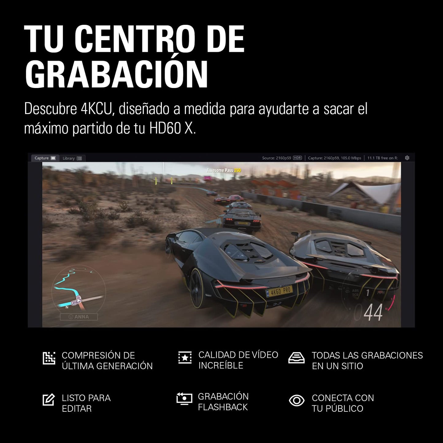 Elgato HD60 X - Haz Streaming y graba a 1080p60 HDR10 o 4K30 con latencia ultrabaja en PS5|Pro, PS4|Pro, Xbox Series X|S, Xbox One X|S, Nintendo Switch 2, en OBS y Otros, Funciona con PC y Mac