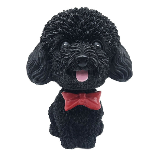IBWell Mini Bobbing-Head Dog for Car Dash Board Decor,dashboard Doggy Puppy Teddy Toy with Adhesive Tabï¼ˆPoodleï¼‰ (Black A)