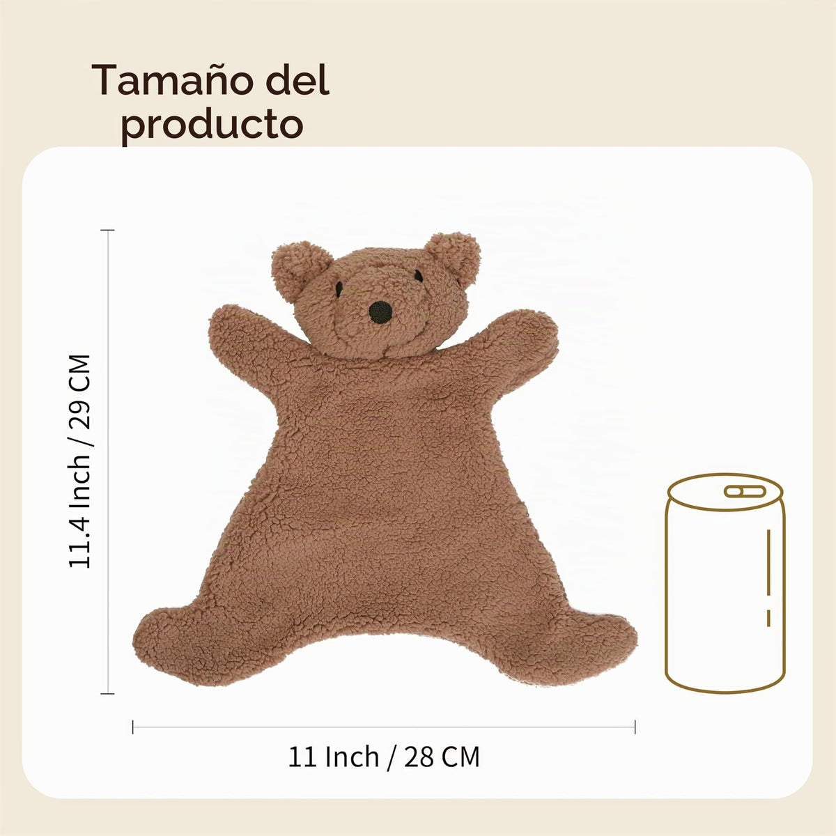 Seicasaya - Manta de seguridad para bebé, suave oso de peluche para recién nacidos de 0 a 12 meses, manta de peluche para niños y niñas, 11.8 x 11.4 pulgadas (oso de peluche café)