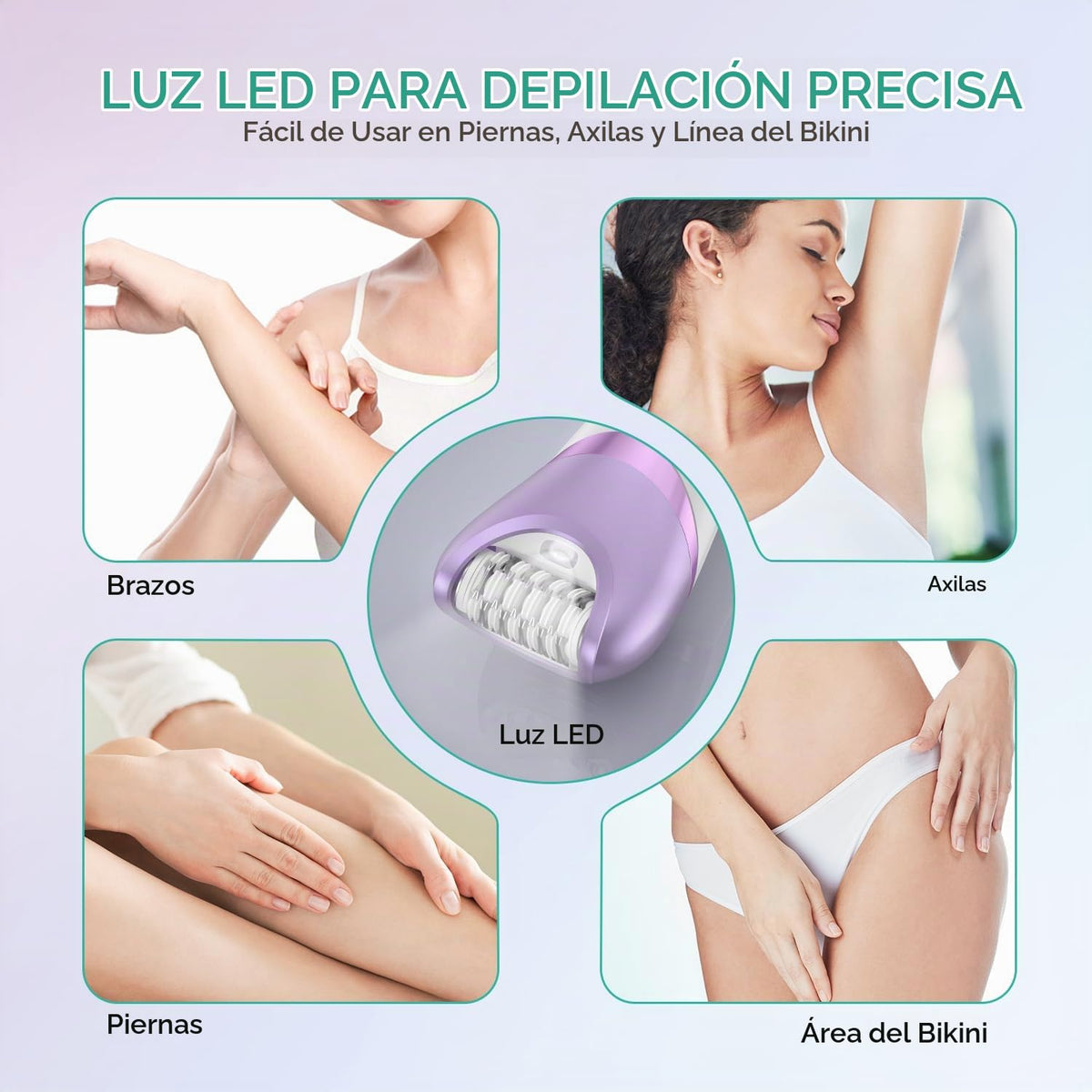 VOYOR Depiladora para Mujeres, Inalámbrica y Recargable, Depiladora con 30 Pinzas, Depiladoras 3 en 1 con Afeitadora Eléctrica y Lima para Pies, Dispositivo de Depilación para Brazo y Pierna BM300