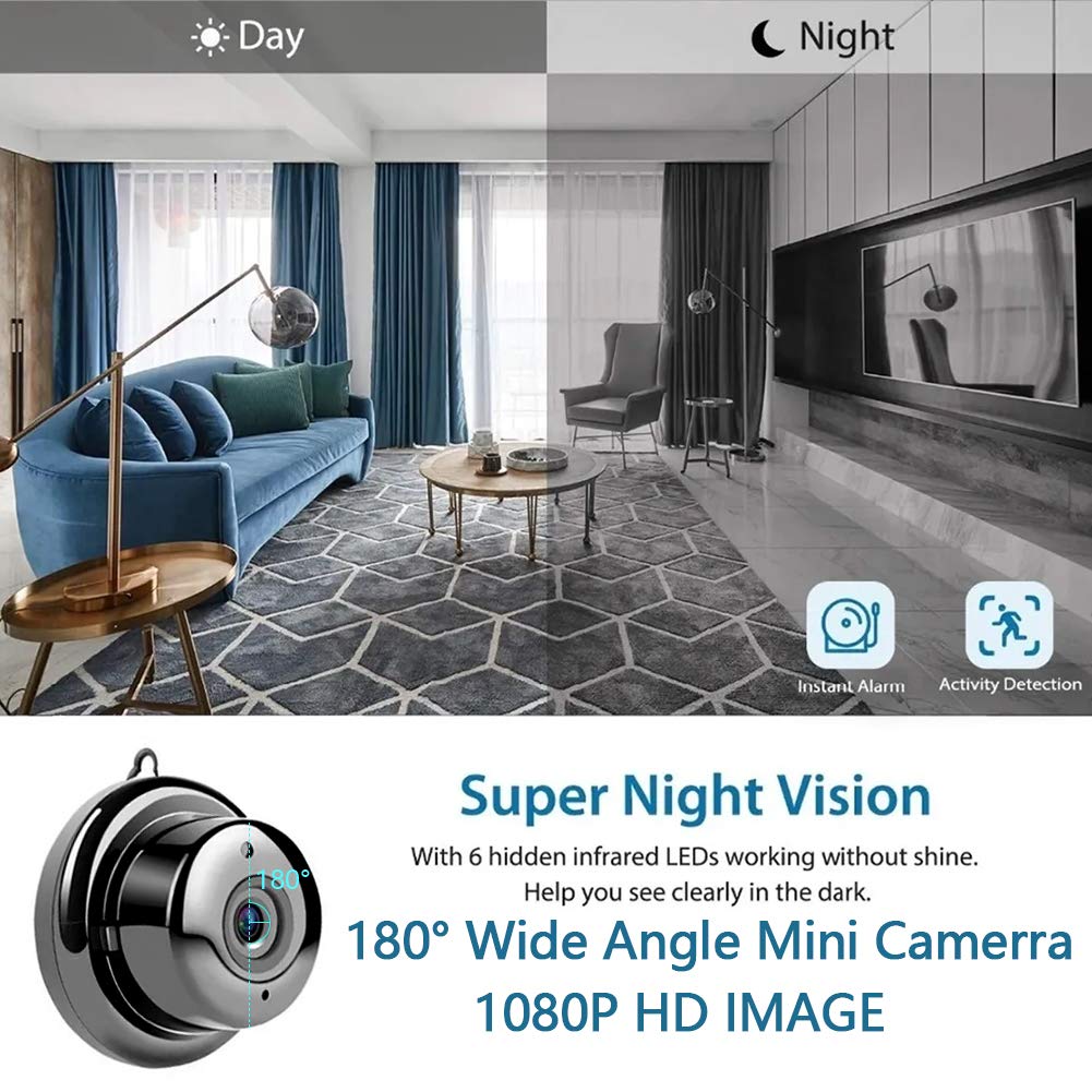 Cámara Con Visión Nocturna Cámara espía, Mini Camara Espia 2mp 1080p Wifi Inalámbric,con Visión Nocturna Detección de Movimiento Grabación en bucle para Interiores o Exteriores Admite Tarjeta Micro SD
