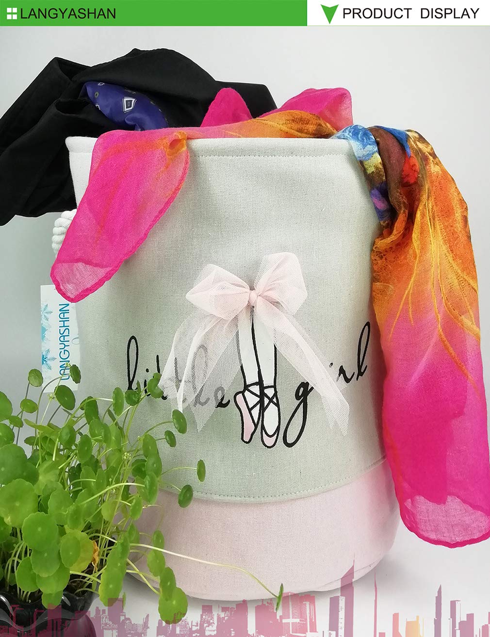 Langyashan - Cesta de almacenamiento, cesta organizadora plegable de algodón para niñas, cestas de ropa, cestas de juguetes, cestas de regalo, dormitorio, ropa y guardería de bebé