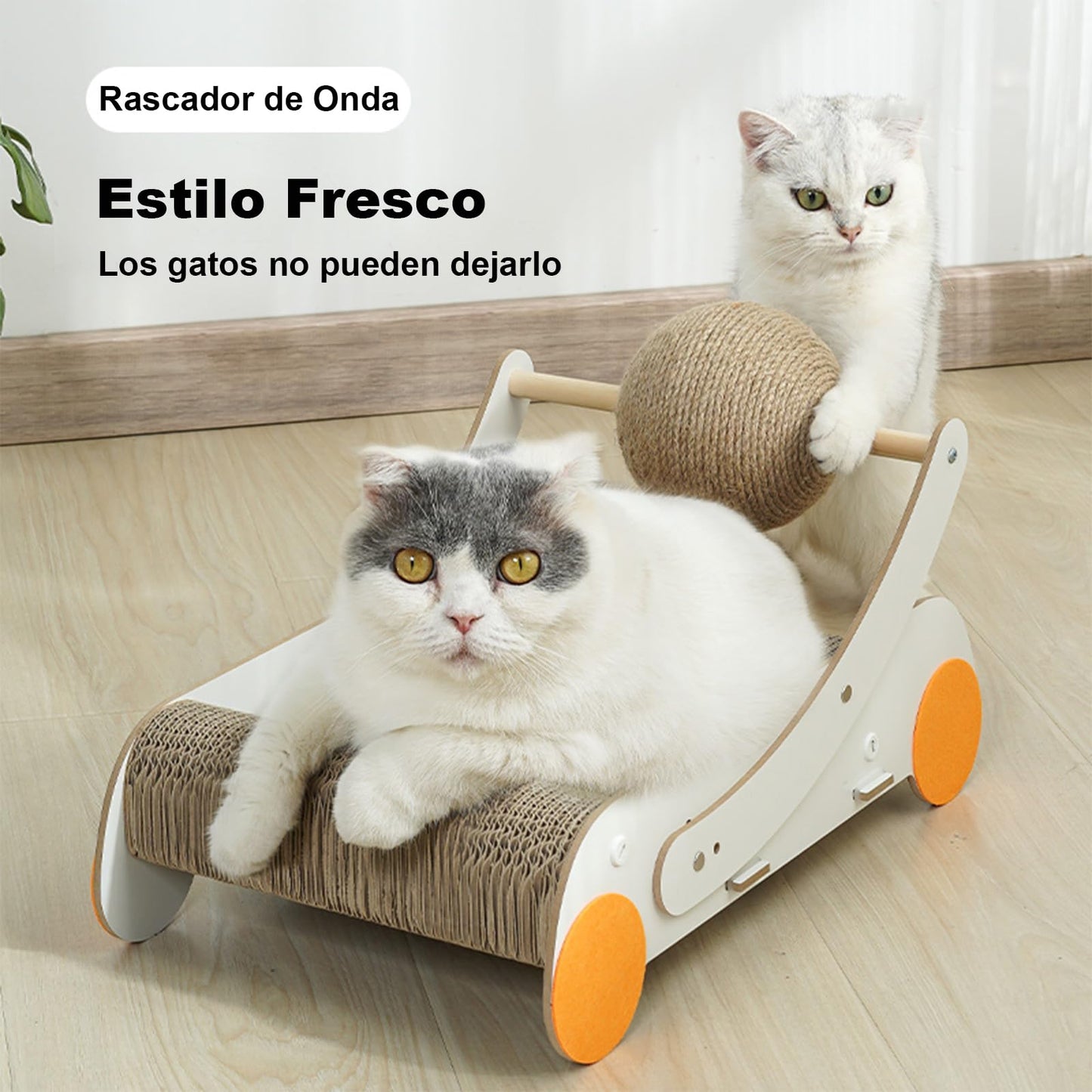 Rascador de Cartón YSDR Onda con Bola para Gatos