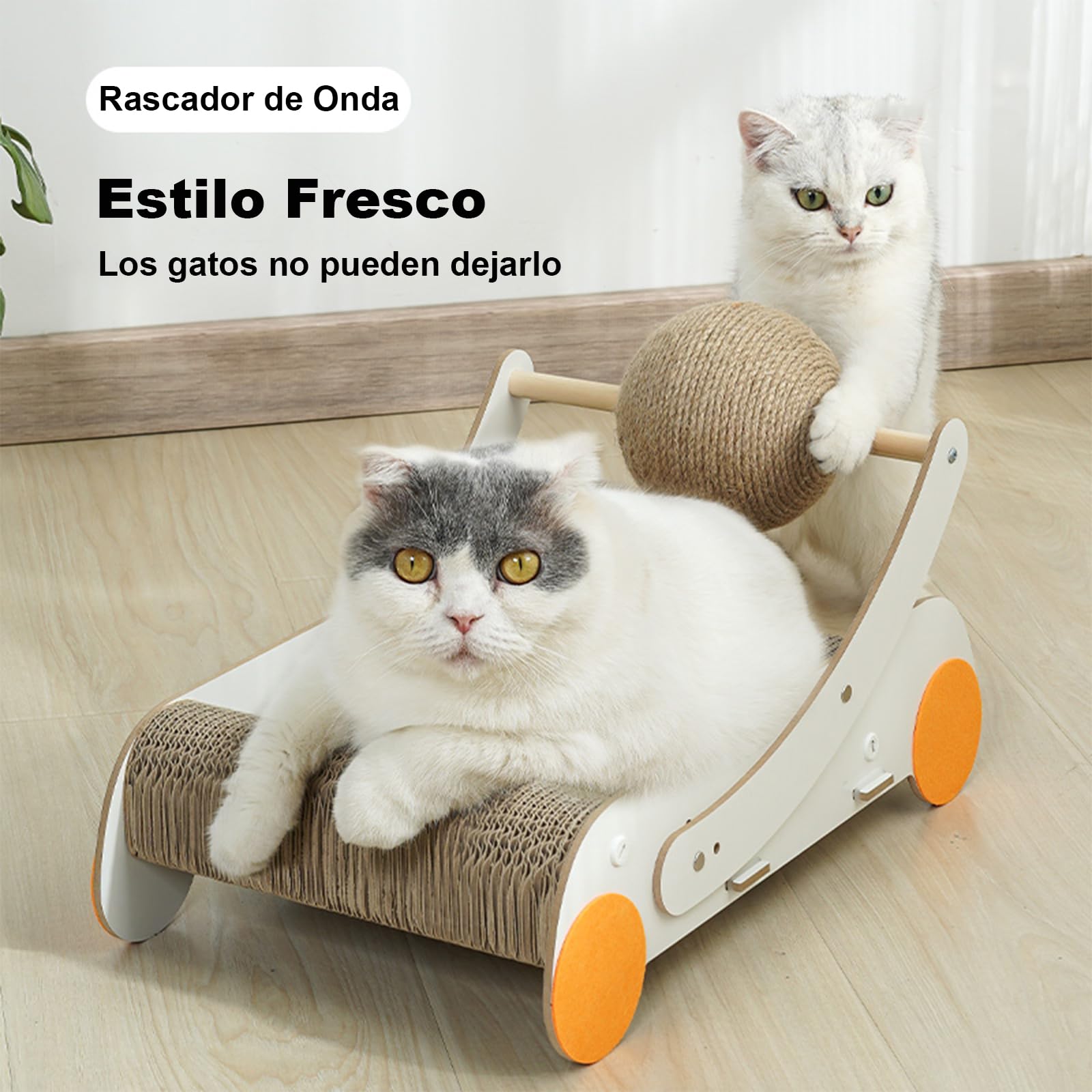 Rascador de Cartón YSDR Onda con Bola para Gatos