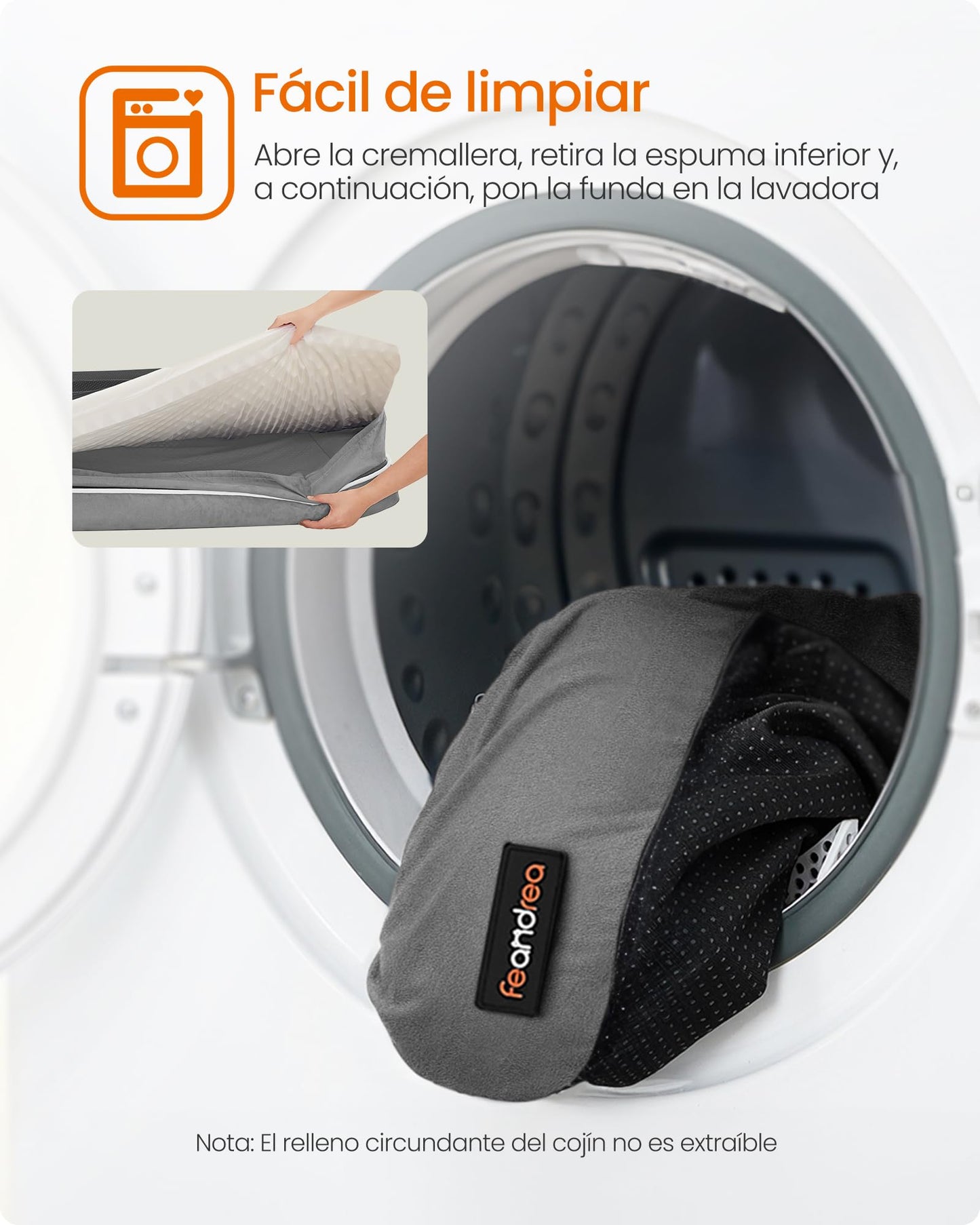 Cama Ortopédica para Perros Feandrea Gris Claro Funda Extraíble y Lavable