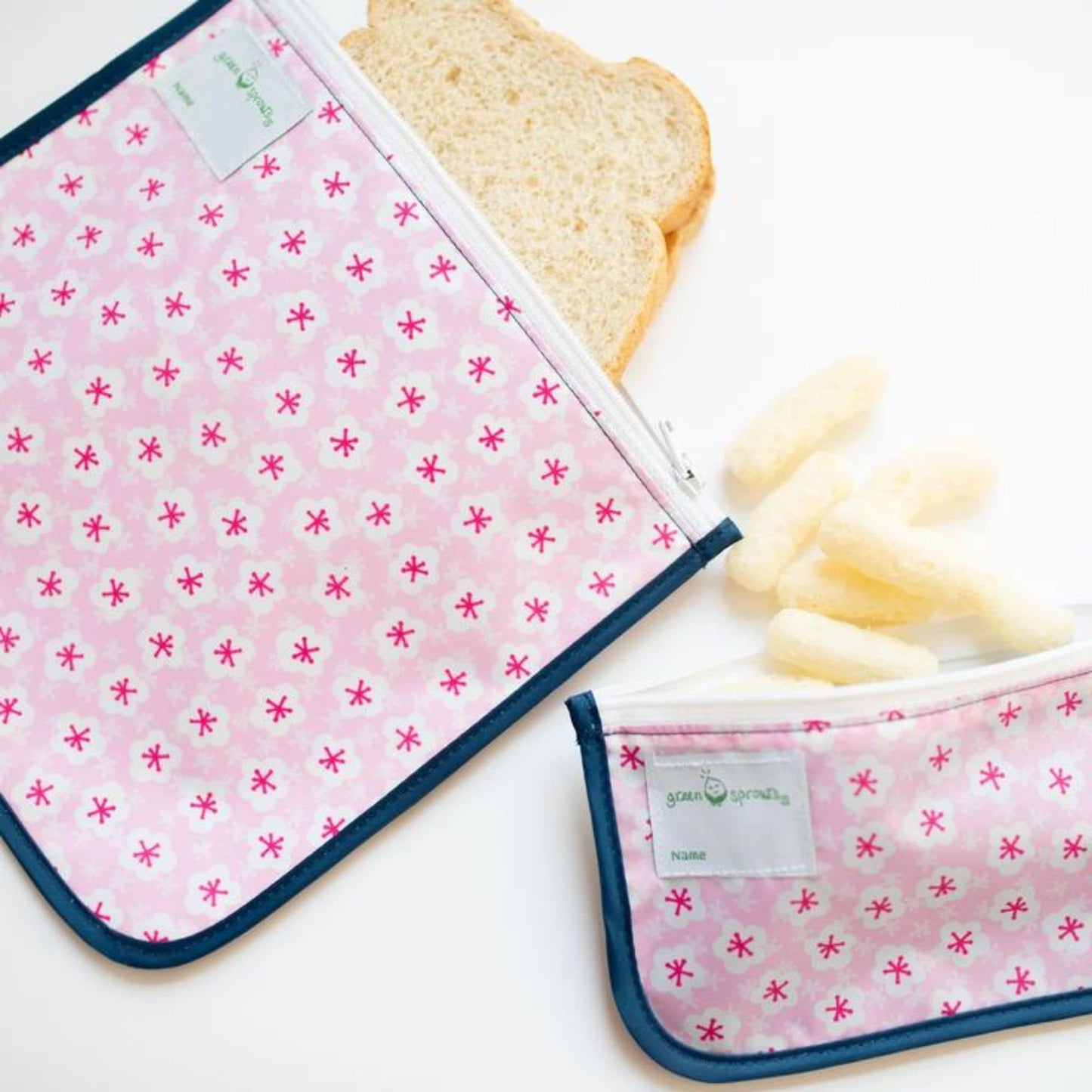 green sprouts Reusable Snack Bags (2 Pack) Holds Food, Utensils, Wipes, & More Food-Safe, Waterproof, Easy-Clean Material