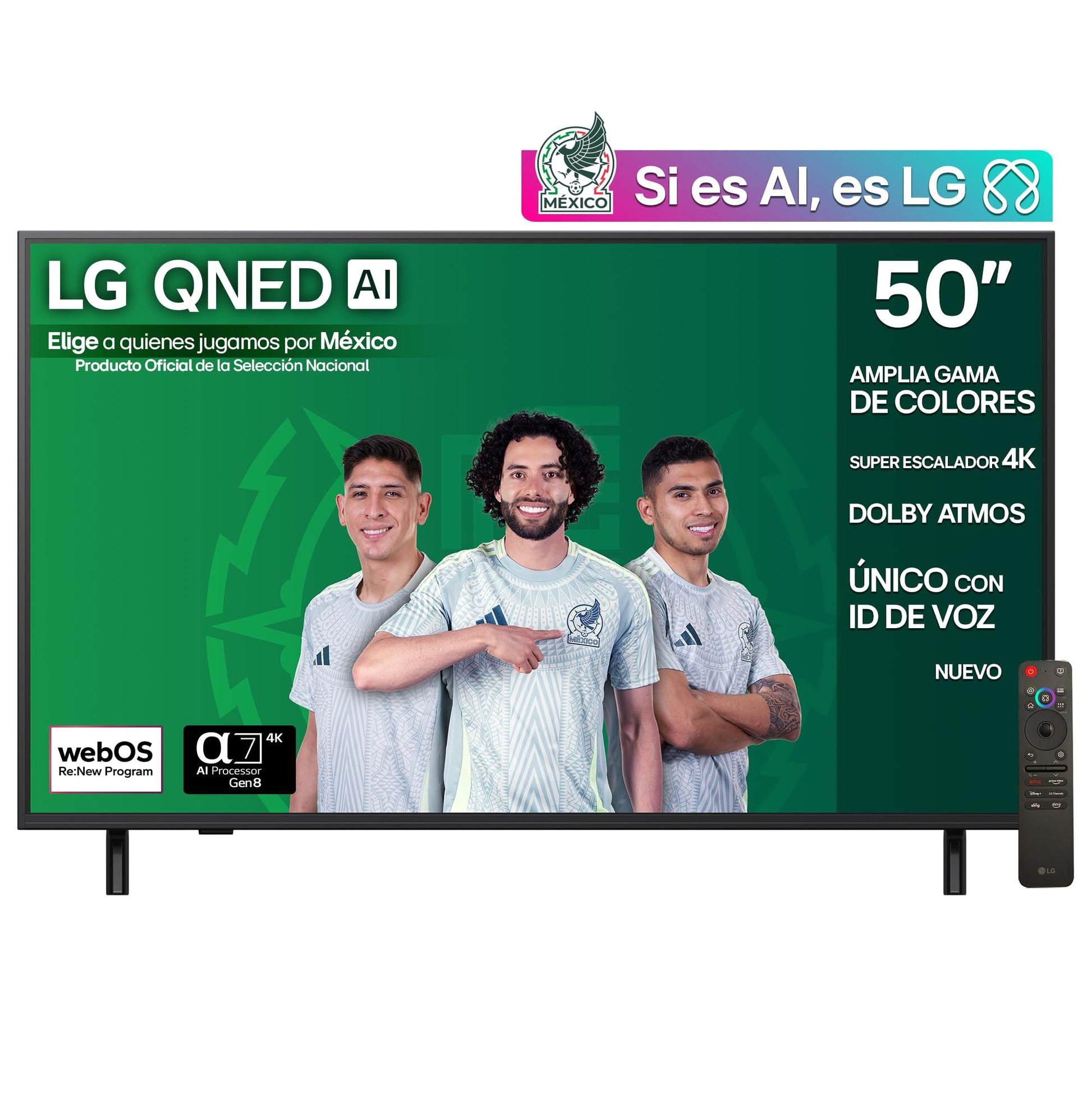 LG Pantalla 50 Pulgadas QNED AI QNED82 4K Smart TV webOS 2025 50QNED82ASG |Sistema Operativo webOS | Identificación de Voz AI | Dynamic QNED Color | Dolby Atmos Channels | Filmmaker Mode