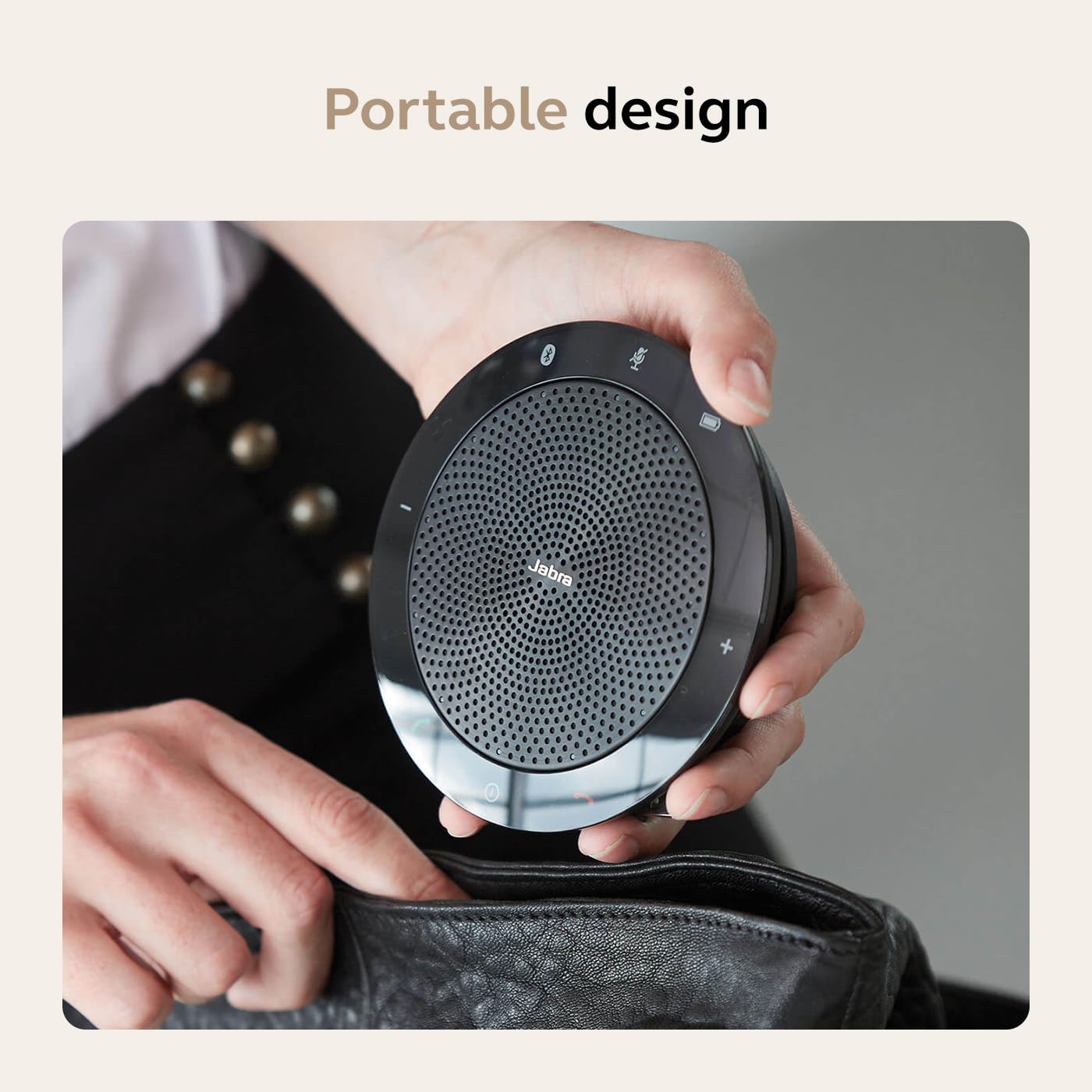 Jabra Speak 510 (edición 2025) Altavoz portátil, USB o inalámbrico Bluetooth para reuniones y Llamadas con Sonido cristalino, Funciona con Microsoft Teams, Negro