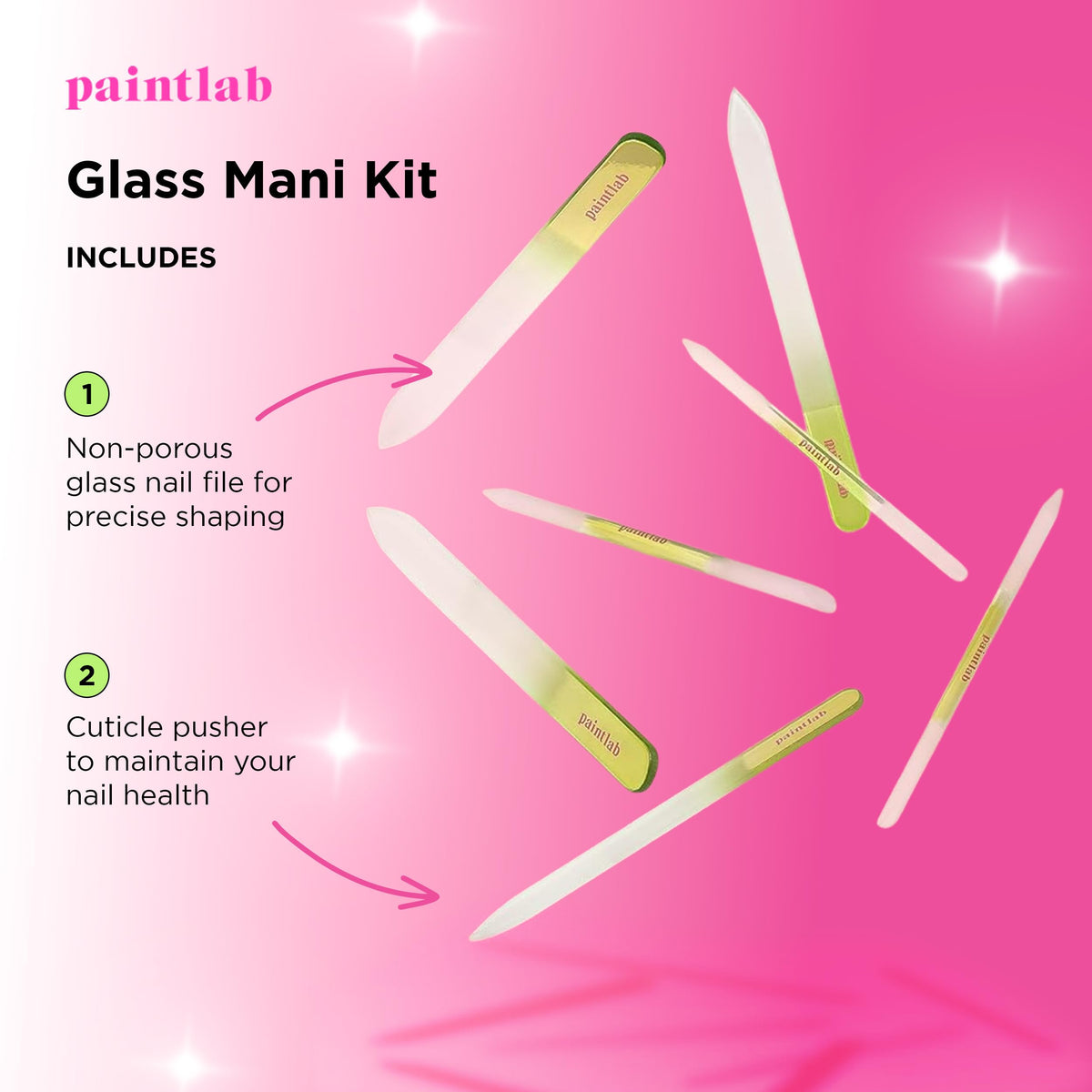 PaintLab Kit de Manicura de Cristal, Lima de Uñas de Lujo Y Empujador de Cutículas para Una Salud Óptima de Las Uñas.
