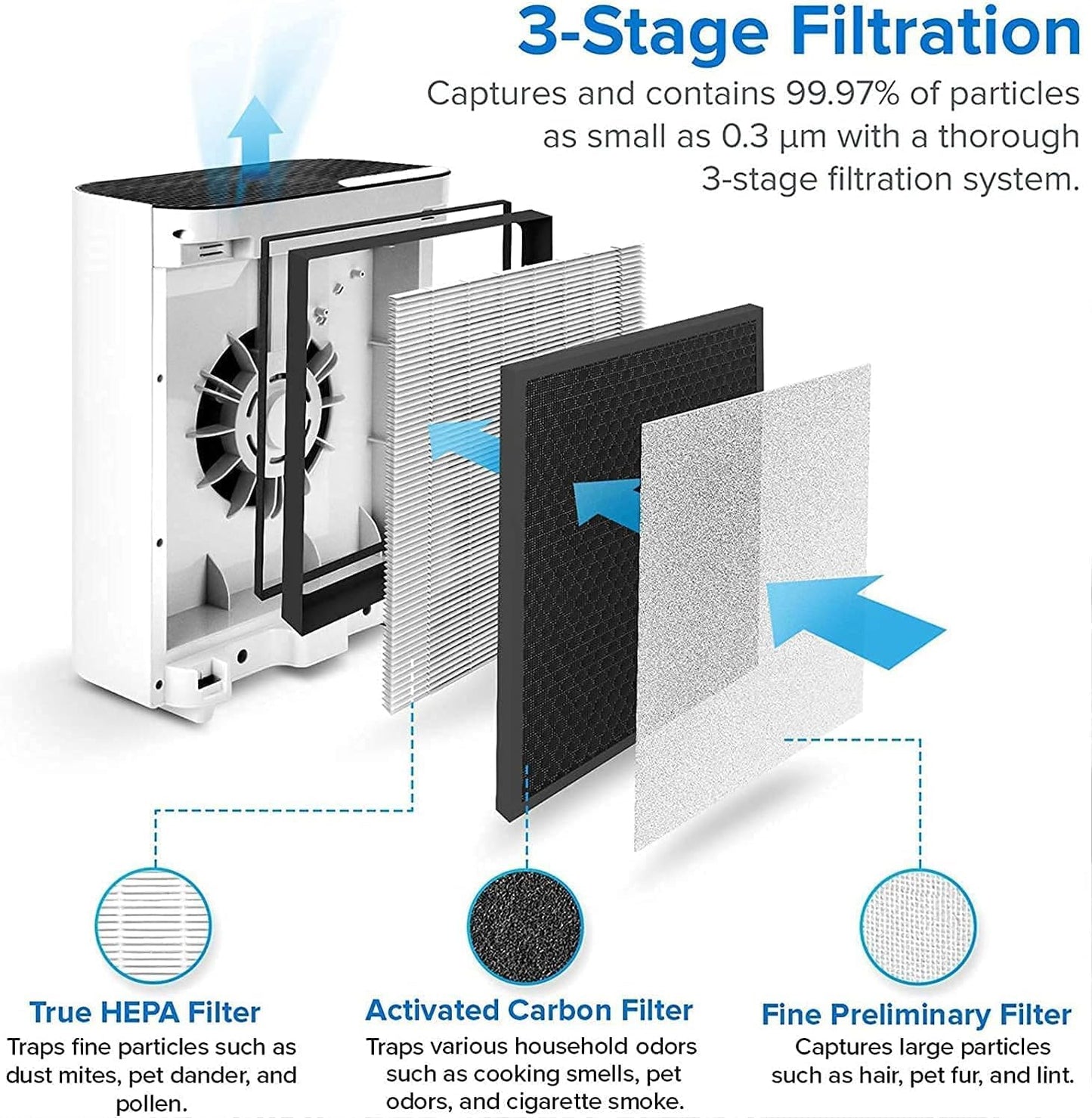 LEVOIT Repuesto de purificador de aire, True HEPA y filtros de carbón activado de alta eficiencia, Vital 100-RF, 2 unidades, blanco