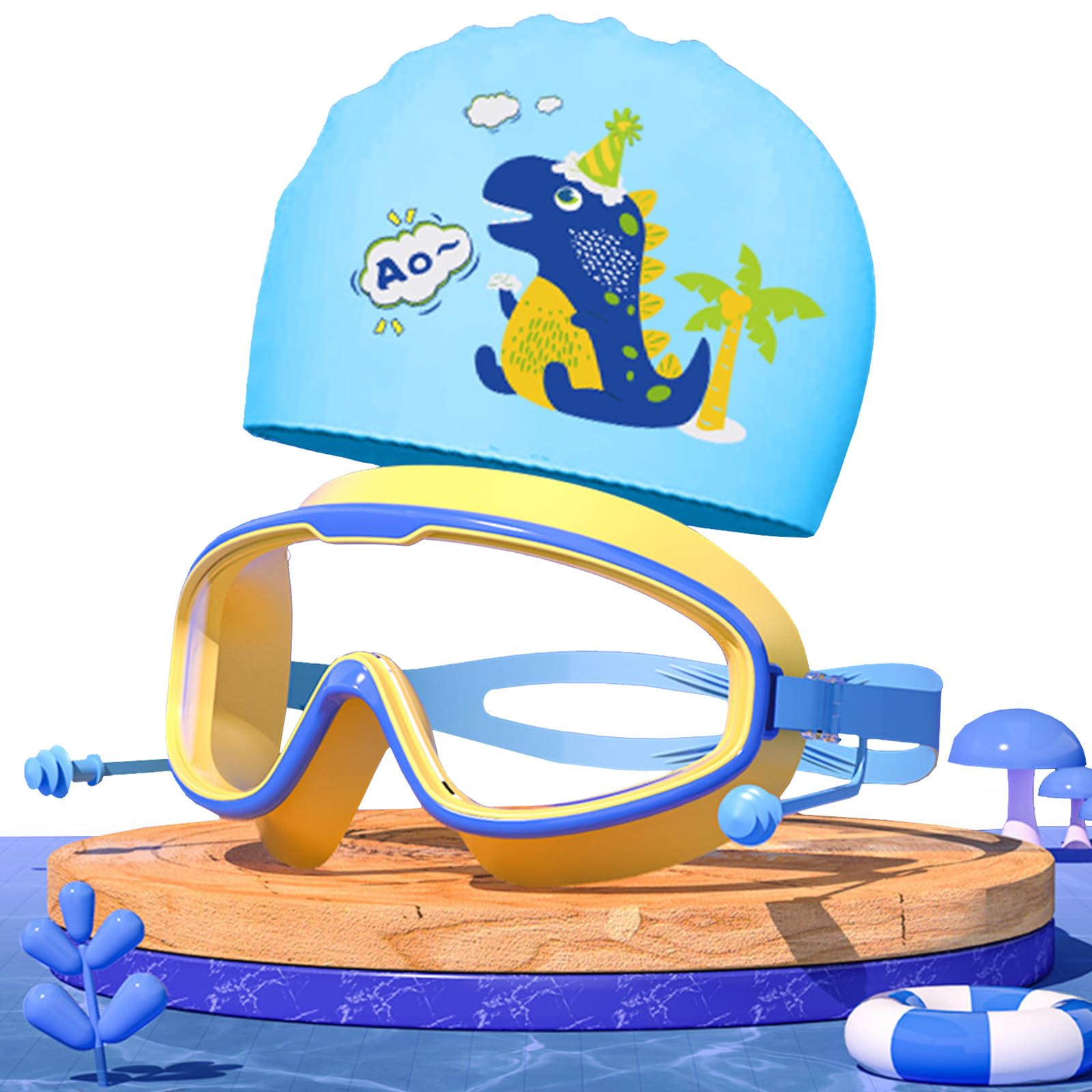 Anteojos de Natación Gafas de Montura Grande Antivaho y Protección UV para Niños