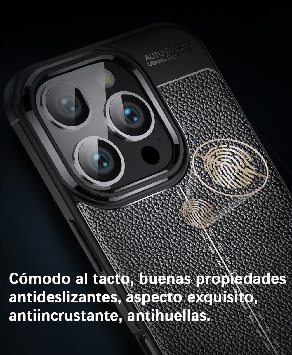 DABUNA Funda para iPhone 16 Pro MAX Case Uso Rudo Protector de Cámara Duradero Suave Antihuellas Protector Cover (Negro)