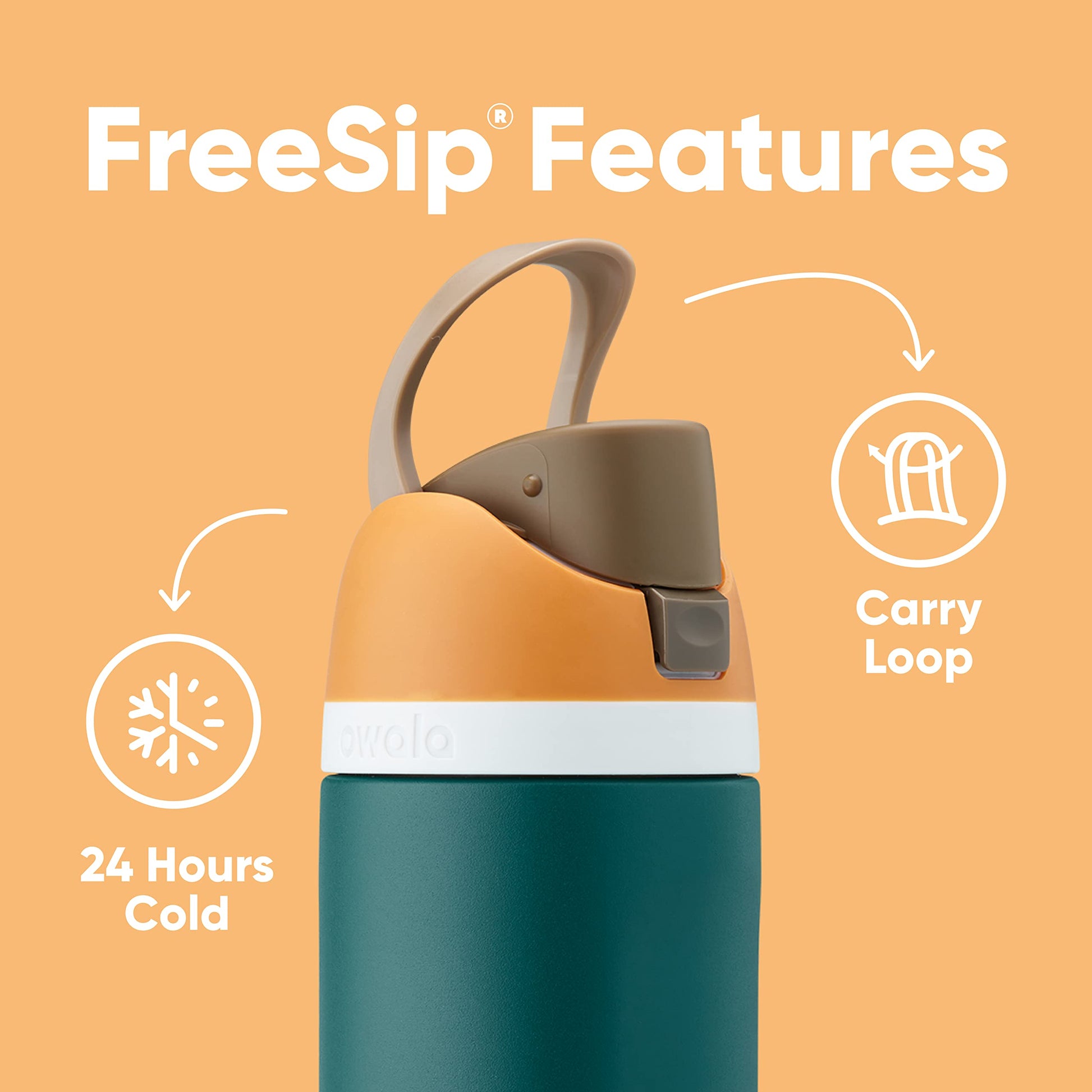 Owala FreeSip Botella de acero inoxidable aislada con popote, botella de agua deportiva libre de BPA, ideal para viajar, 32 oz, Malvavisco Tímido