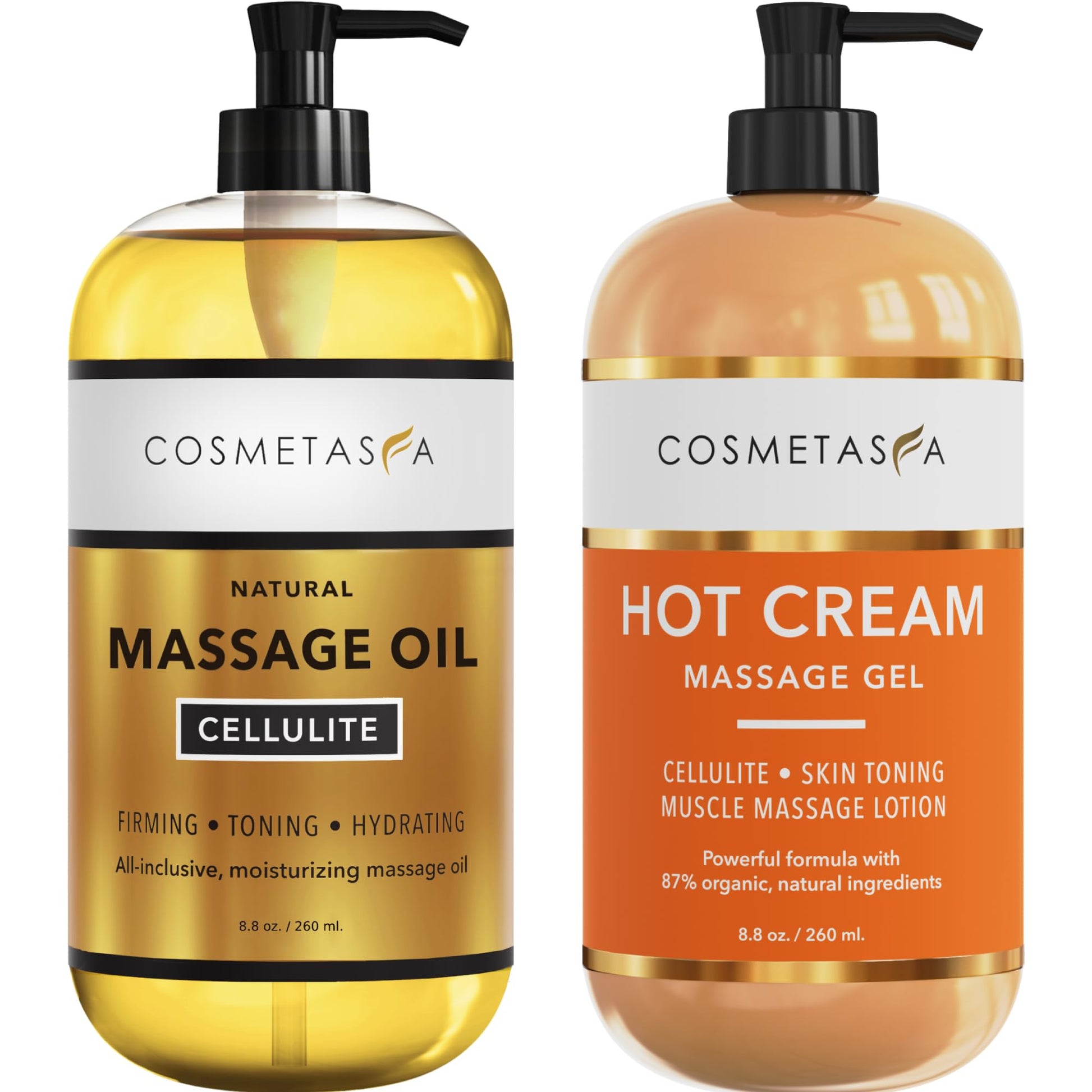 Tratamiento de celulitis con aceite de masaje y crema caliente para tonificar y hidratar la piel, alivio del dolor muscular, 8.8 oz. Ideal para reducir celulitis de forma natural.