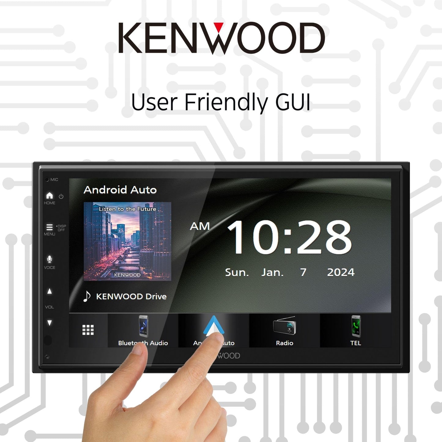 KENWOOD DMX4710S - Estéreo digital para coche (50 W x 6 Ch), compatible con Apple CarPlay y Android, unidad principal habilitada para Bluetooth con visualización LCD de 17.27 cm, visualización