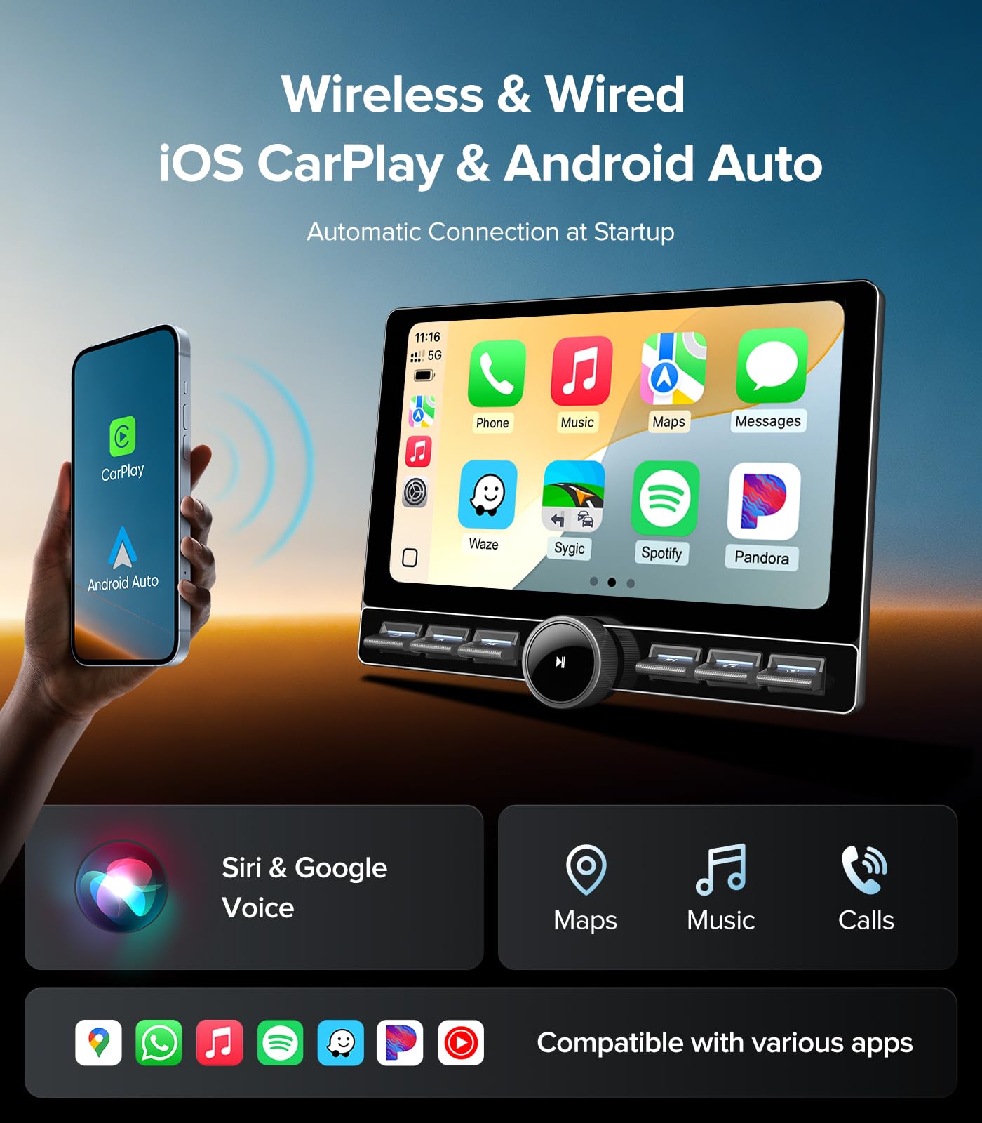 ApexNav 4G+64GB Android 13 estéreo de coche para Chevy Silverado GMC Sierra 2014-2018 actualización de radio – CarPlay inalámbrico con botón de botón físico, sistema Bose compatible con visualización