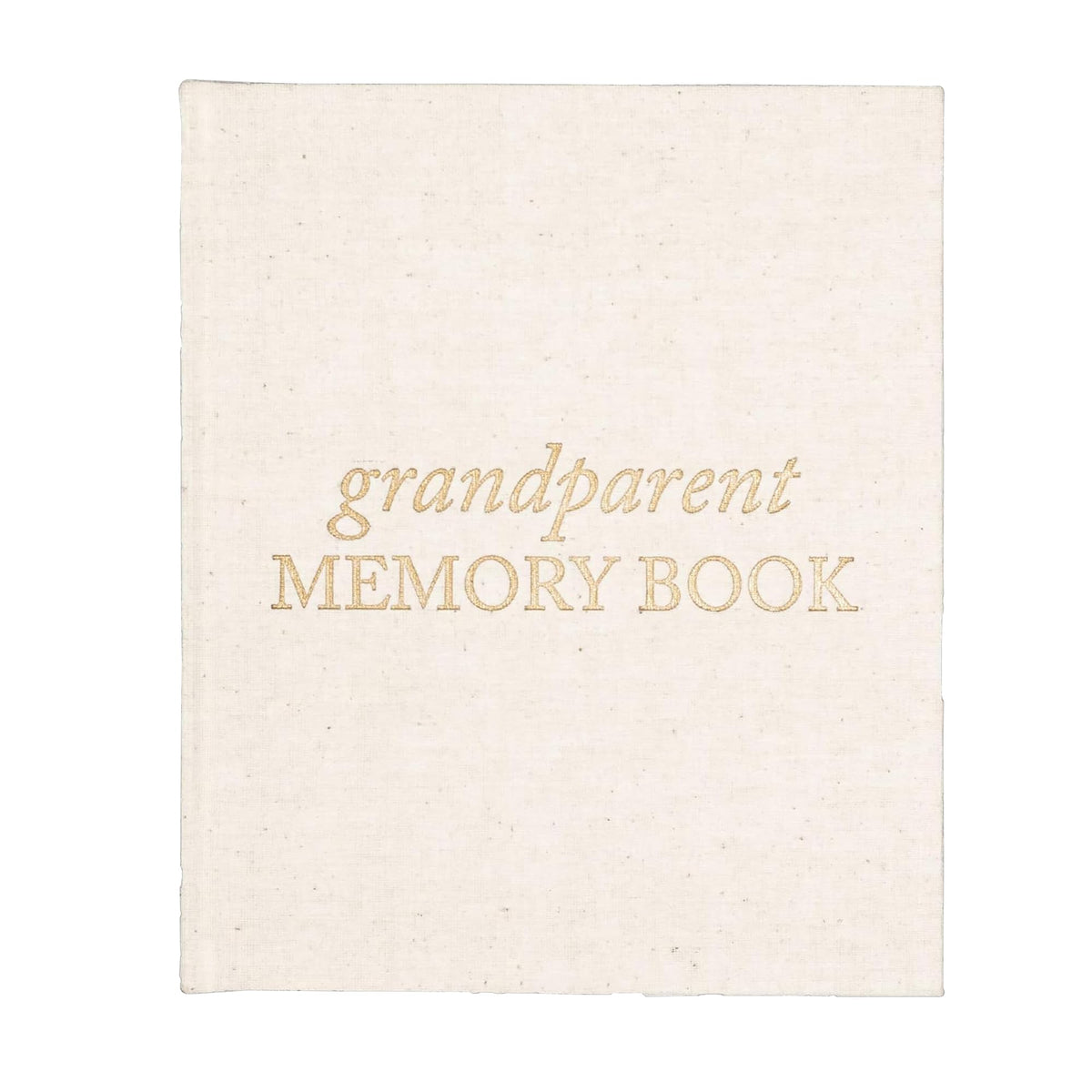 Libro de Recuerdos de Lino con Relieve Dorado para Abuelos Crema