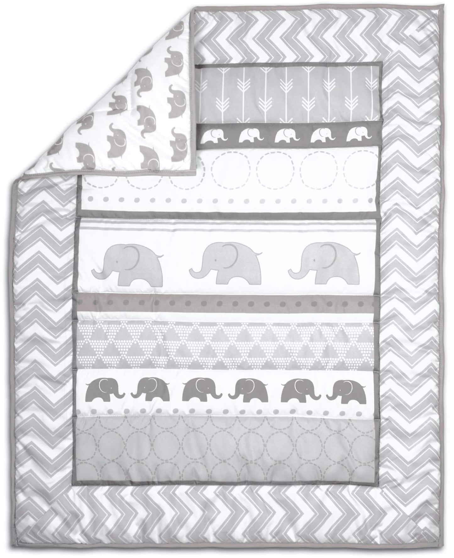 The Peanutshell Elephant Walk - Juego de ropa de cama para cuna (3 piezas), diseño de elefante