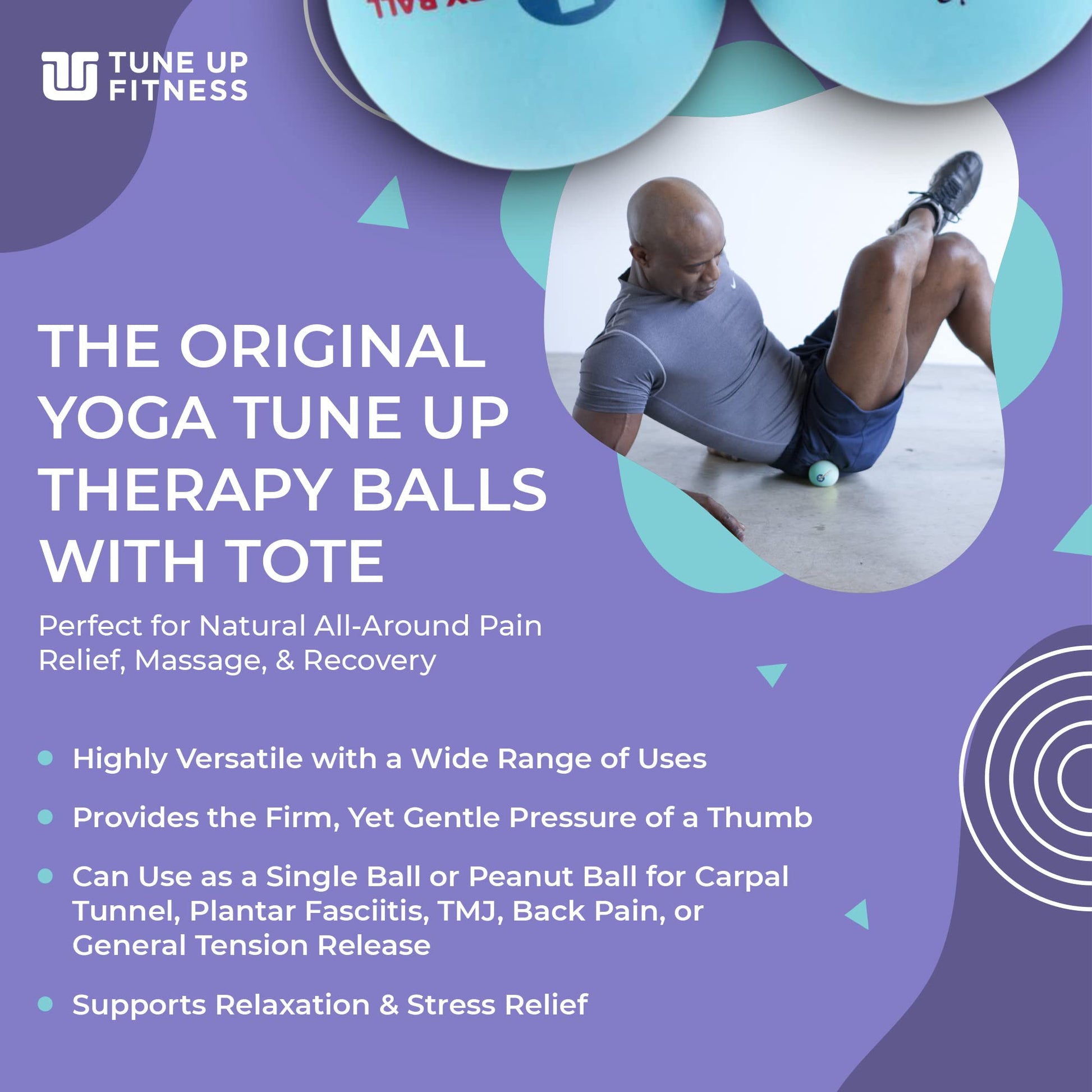 Bolas de Masaje Yoga Tune Up Fitness Azul Aguamarina con Liberación Miofascial para Alivio del Dolor
