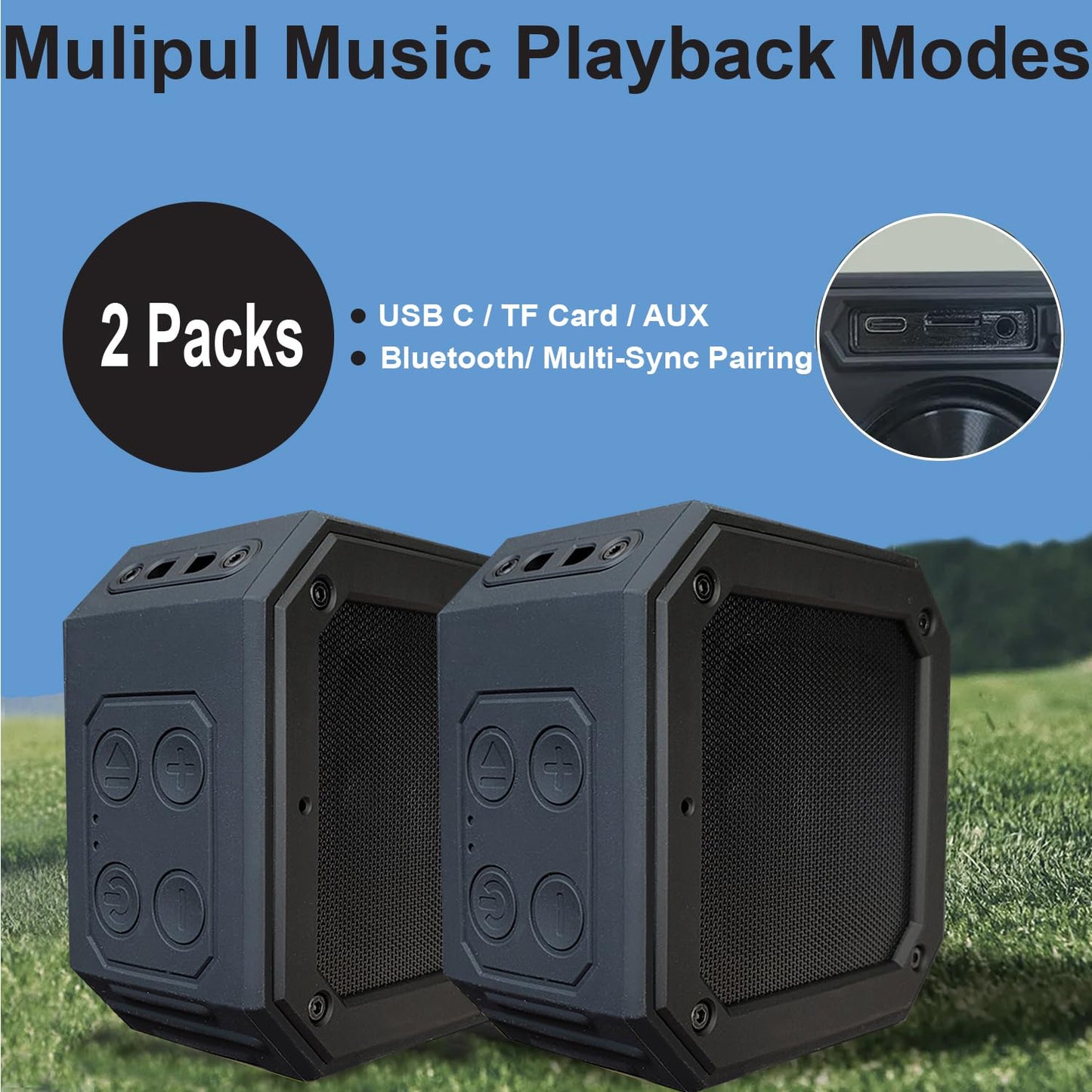 Liphontcta Birdie79 - 2023 New 2-Pack Golf Speaker: Magnetic, Loud Stereo Sound, Bass Boost, Bluetooth, IPX7 Waterproof, Rugged & Shockproof - 30W