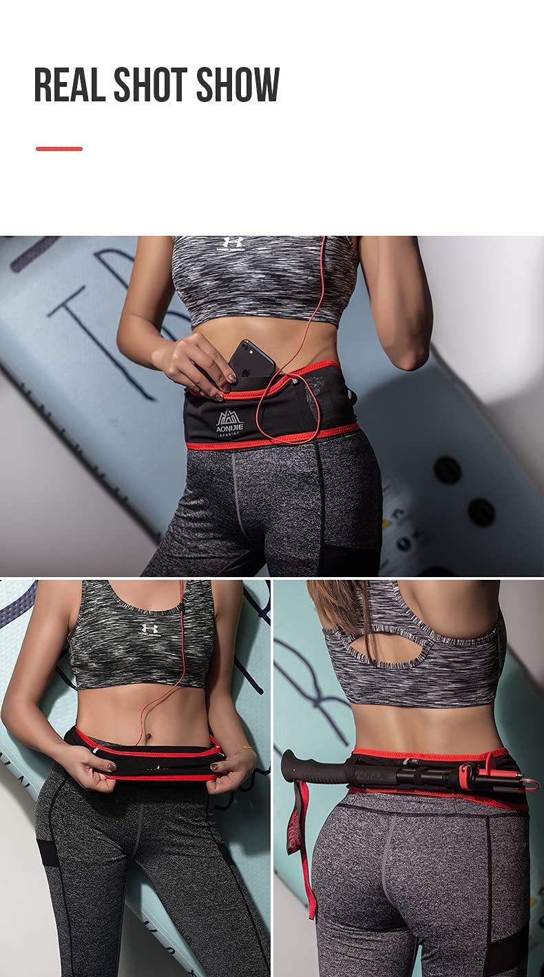 Lovtour - Cinturón para correr con botella de agua suave de 250 ml, soporte para teléfono para correr, soporte para pasaporte, cintura y riñonera para mujeres y hombres, ligero para maratón, escalada,