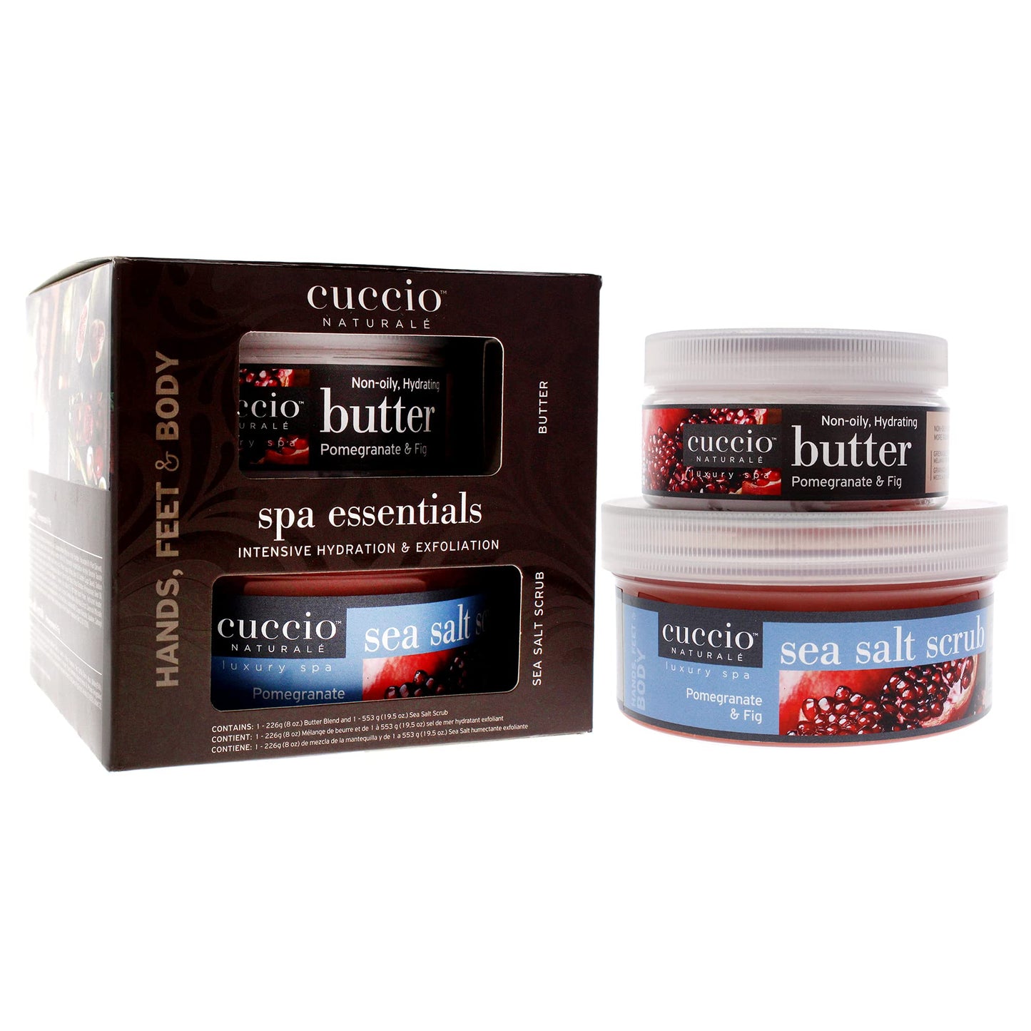 Cuccio Naturale Spa Essential Butter And Scrub Kit - Infused With Essential Oils - Leaves Skin Feeling Soft And Polished All Day - Gives Healthy, Glowing Effect - Pomegranate And Fig - 2 Pc
