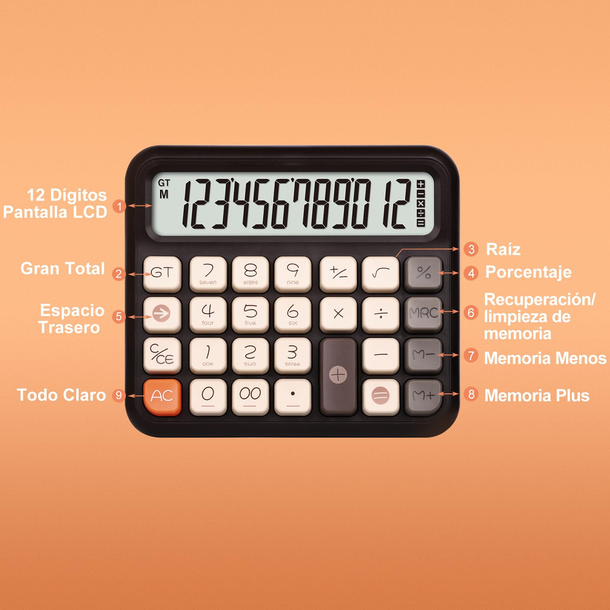 Calculadora de Escritorio pendancy Rosa Pantalla LCD Extra Grande para Oficina, Escuela, Uso Doméstico