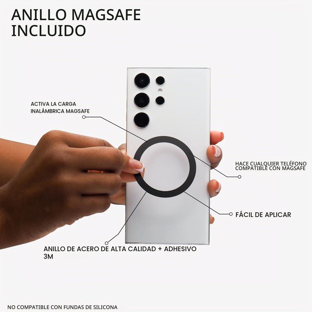 Agarre Magnético LoveHandle PRO Negro con Soporte y Correa para Smartphone y Tablet