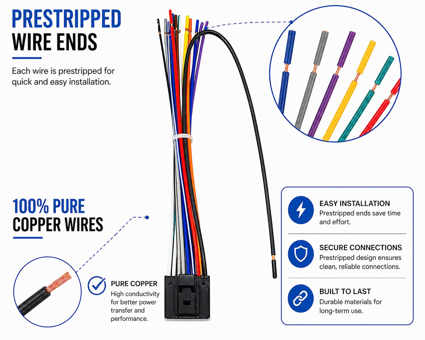 Arnés de cables de repuesto para radio de coche JVC KD-AR959BS KD-R300 KD-R320 KD-R330 KD-R370 KD-R660 KD-R960BTS KD-R980BTS KD-S19 KD-X50BT KW-AV50 KW-AV70BT KW-R50BT 0 KW W W R920BTS KW-V120BT