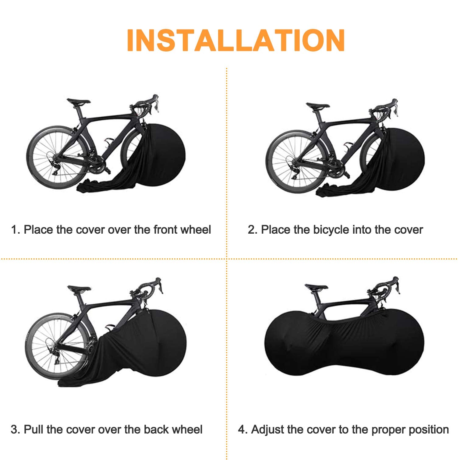 Cubierta de Bicicleta MOTLTECH Negro Alta Elasticidad a Prueba de Polvo para Interior