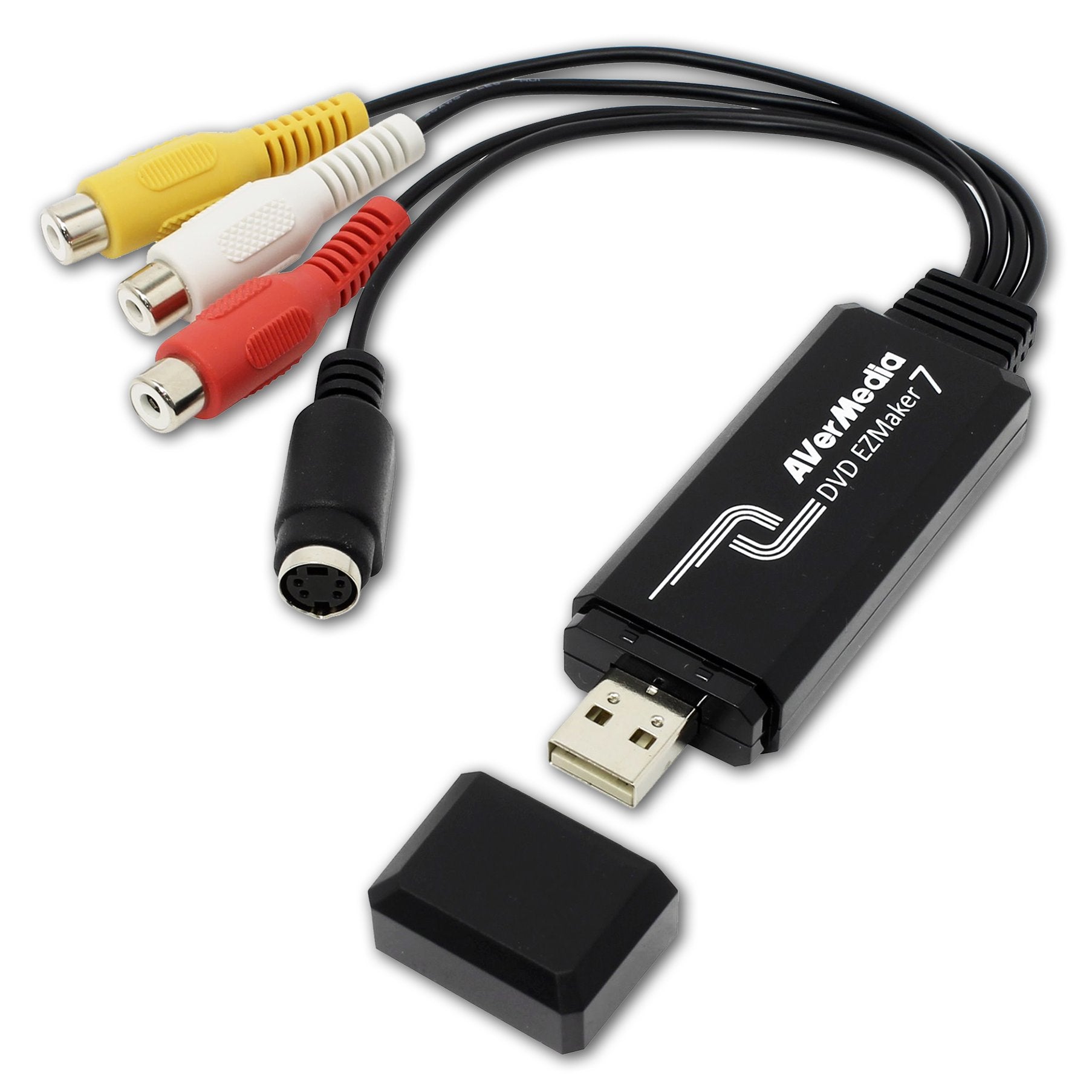 AVerMedia C039 DVD ezmaker 7 - Grabador de captura de vídeo VHS a DVD, RCA/Composite, WIN10/Mac, Llave electrónica, USB 2.0, Negro