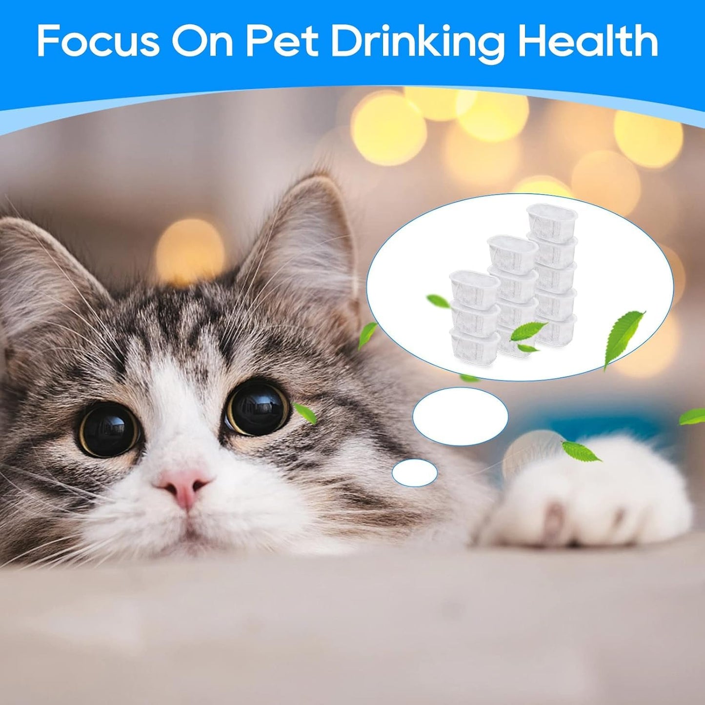 Filtros de Repuesto MyfatBOSS para Fuente de Agua para Mascotas Blanco Súper Silencioso