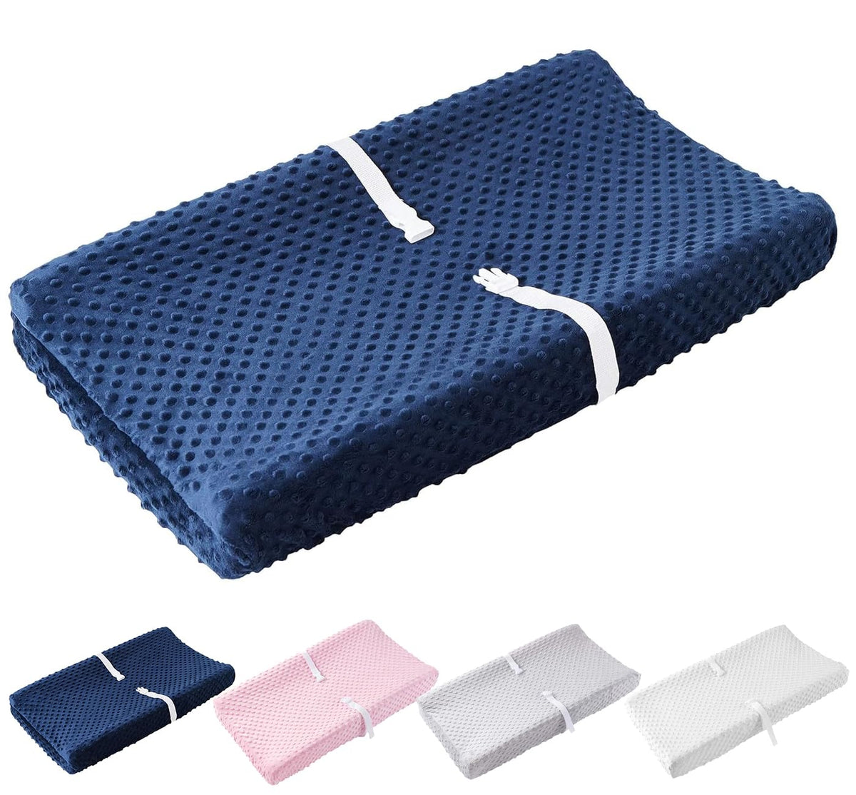 LOONAH - Cambiador pequeño compacto con cubierta, 27 x 16 pulgadas, cambiador de pañales contorneado para cuna combinada con cambiador, impermeable e hipoalergénico, correa de seguridad con hebilla de