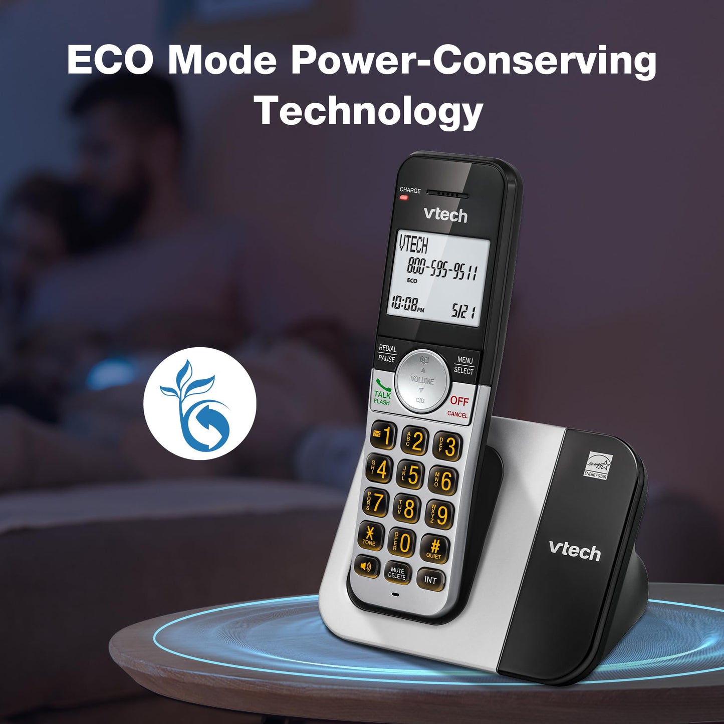 VTech - Teléfono inalámbrico con visualización Grande y Botones Grandes, DECT 6.0 con identificador de Llamadas/Llamada en Espera, Altavoz dúplex Completo, Modo Eco, último remarcado de 10 números,