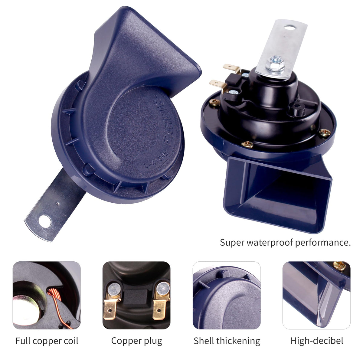 Bocina de Coche FARBIN Azul Eléctrica de Doble Tono Impermeable para Vehículo de 12 V