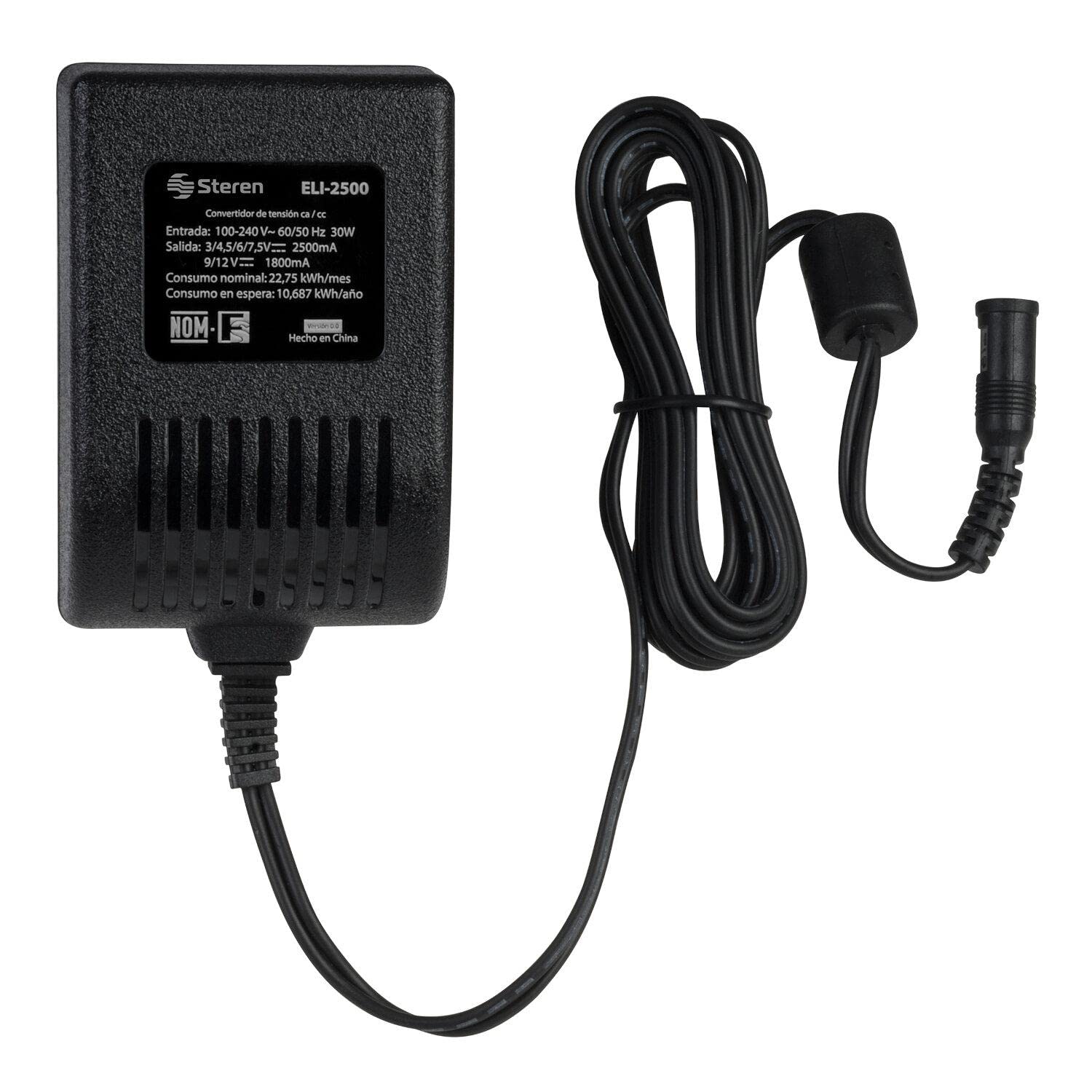 Eliminador Regulable Steren 3 a 12 Vcc 2,5 A con Puntas Intercambiables