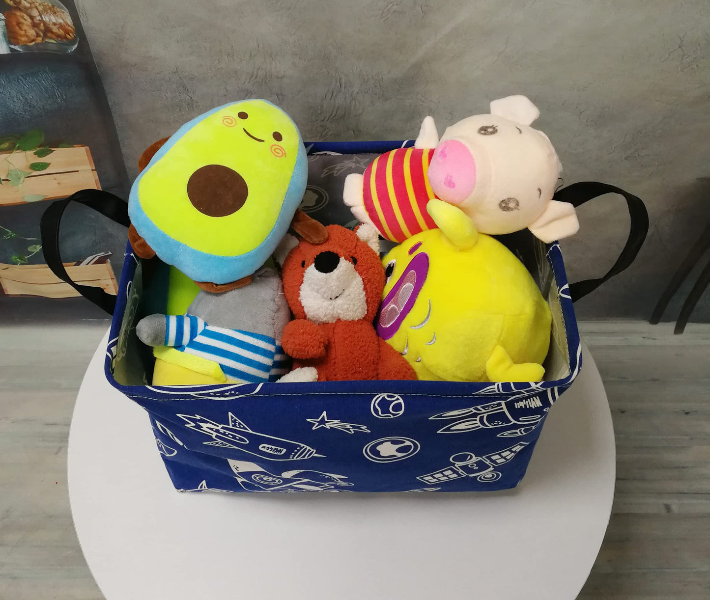DUYIY - Cesta de almacenamiento para el hogar, cesta organizadora para niños, cesta de ropa, cesta de lavandería, cesta de regalo con asas para el hogar (nave espacial)