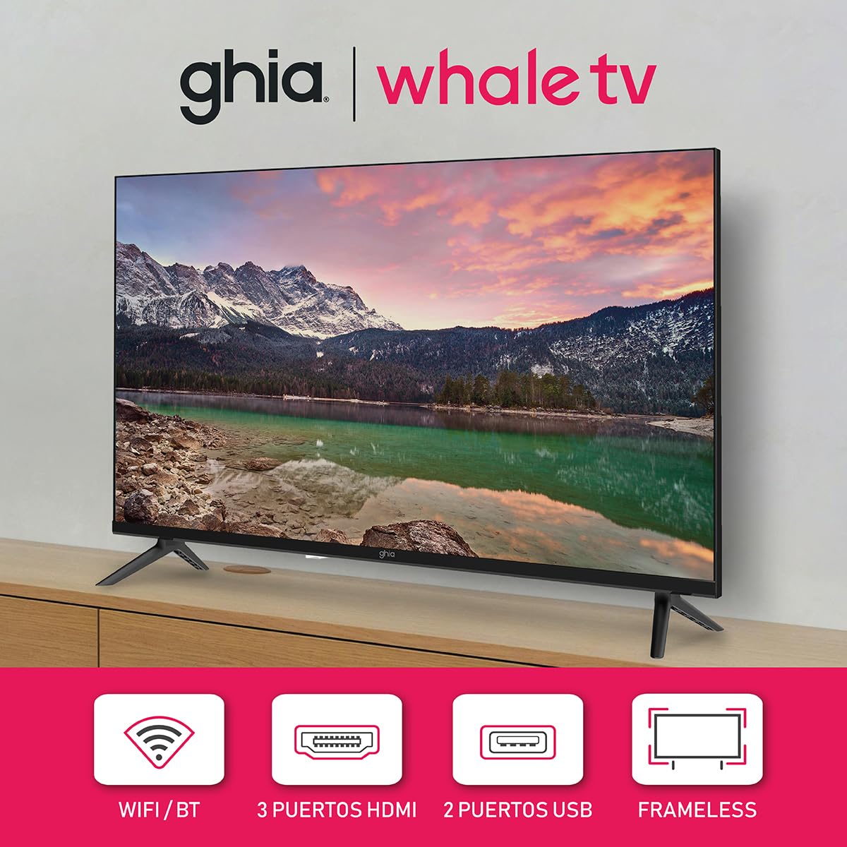 GHIA Pantalla Smart TV 32" Whale TV, HD 3 HDMI, 2 USB, Dolby Audio