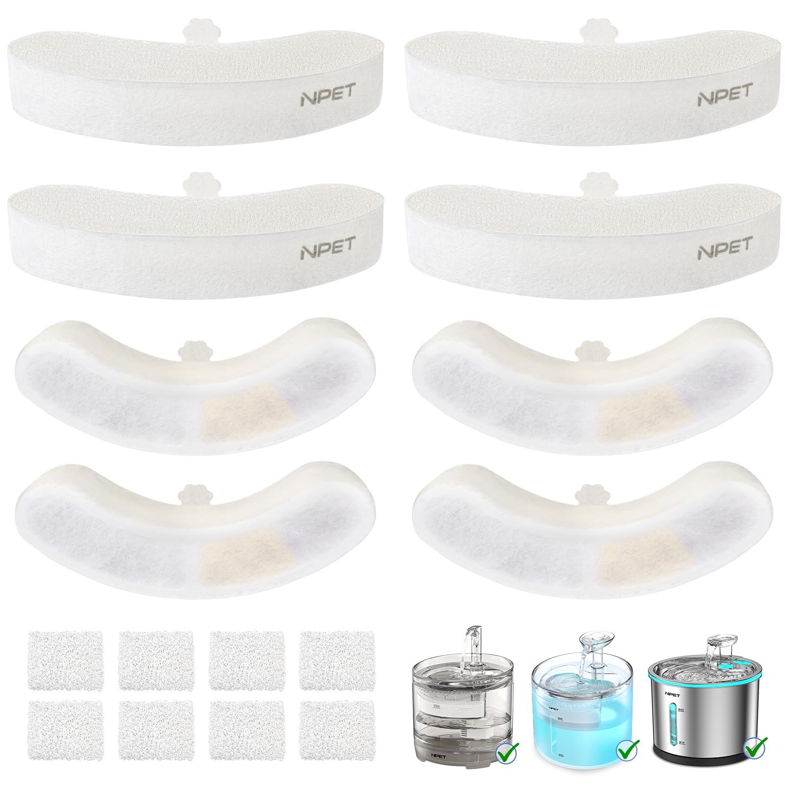 Filtros de Repuesto NPET Blanco para Fuente de Gato y Dispensador de Agua para Mascotas