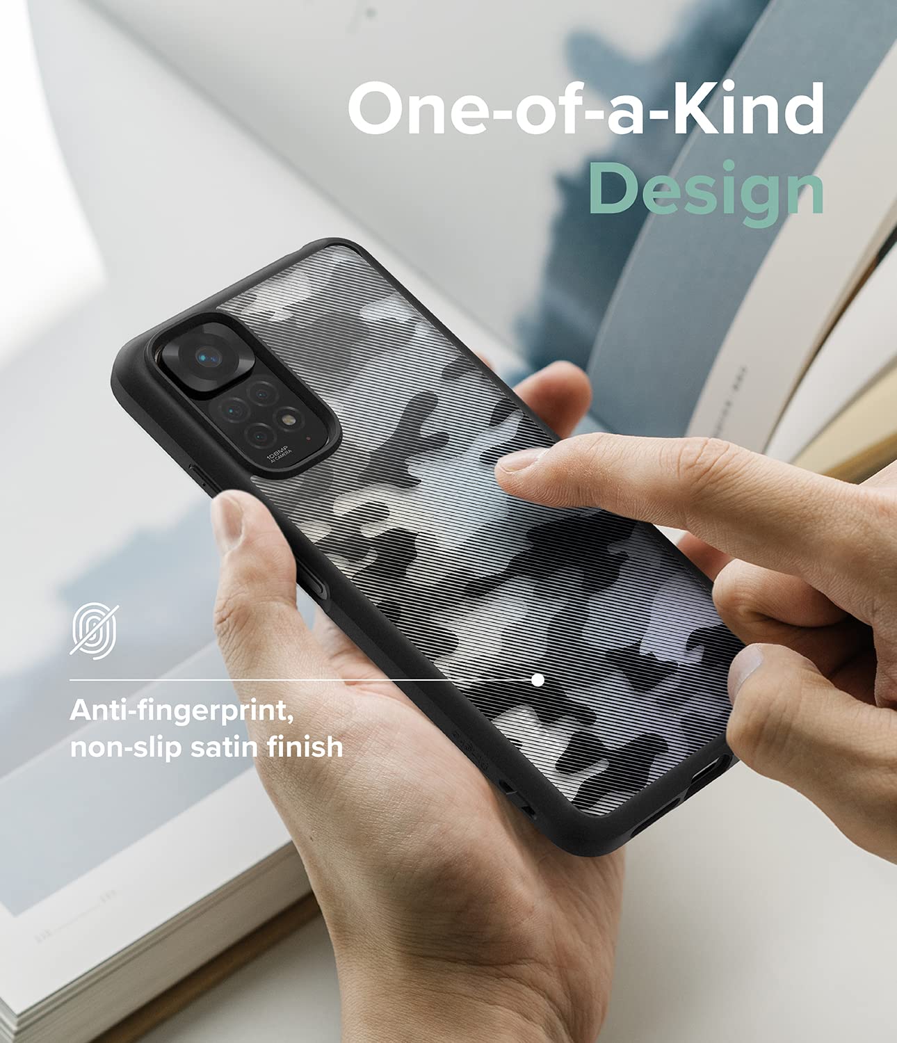 Funda Ringke Fusion Xiaomi Redmi Note 11 / 11S Negro Camo Mate Antihuellas Textura Satinada
