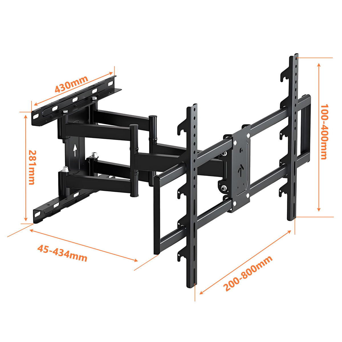 Soporte de TV COUWELL Negro Inclinable y Giratorio para Pantallas de 43 a 100 Pulgadas