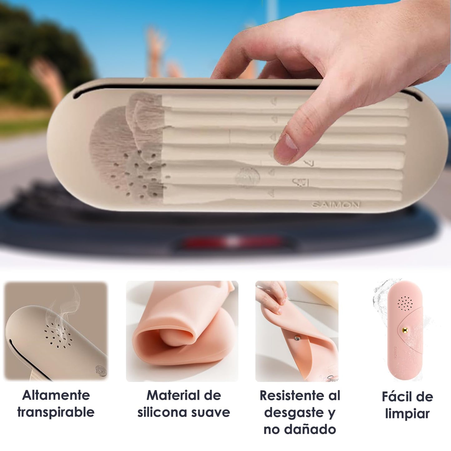 Funda para Brochas de Maquillaje,Bolsa de Maquillaje de Silicona, Caqui
