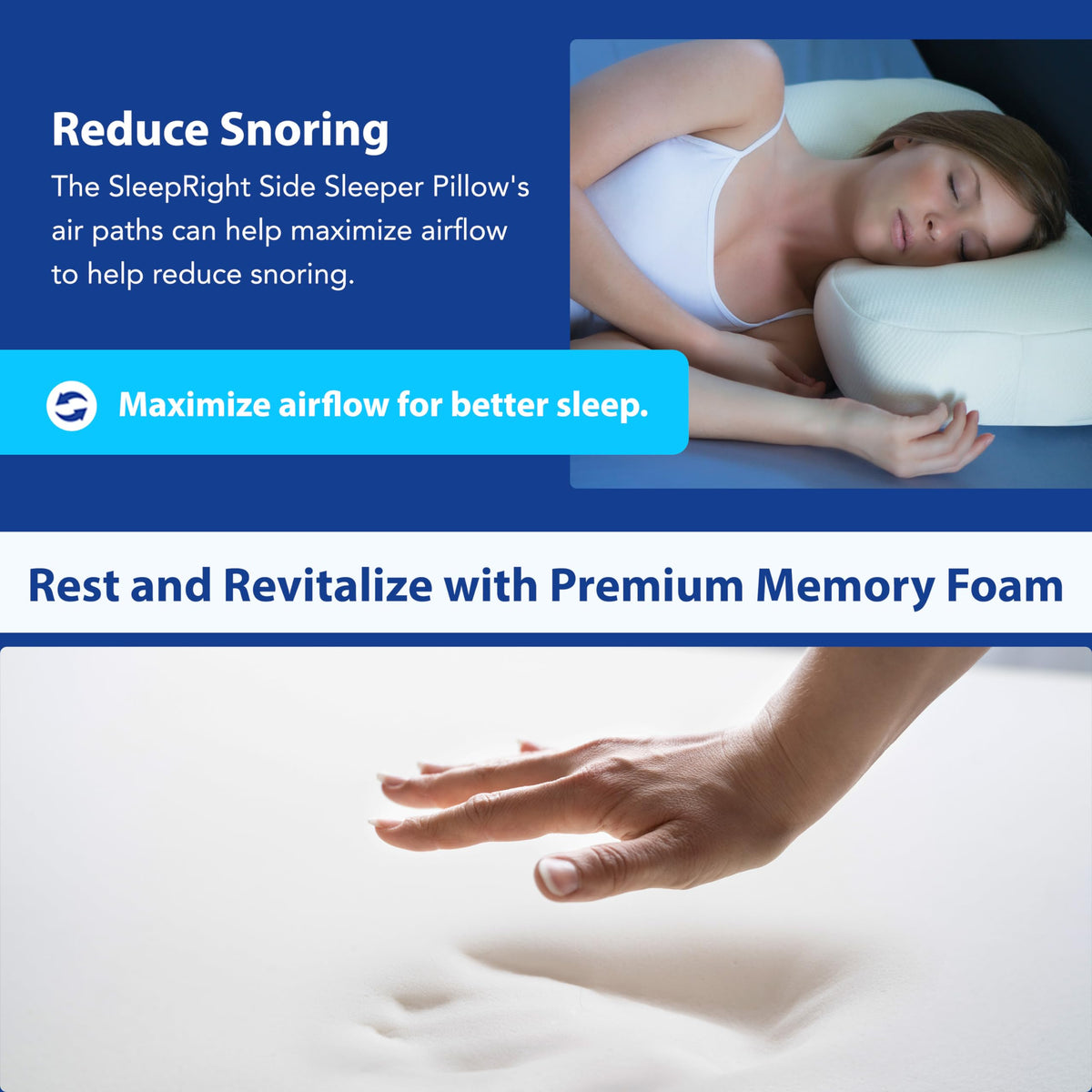 Almohada Estándar SleepRight Espuma Viscoelástica para Dormir de Lado