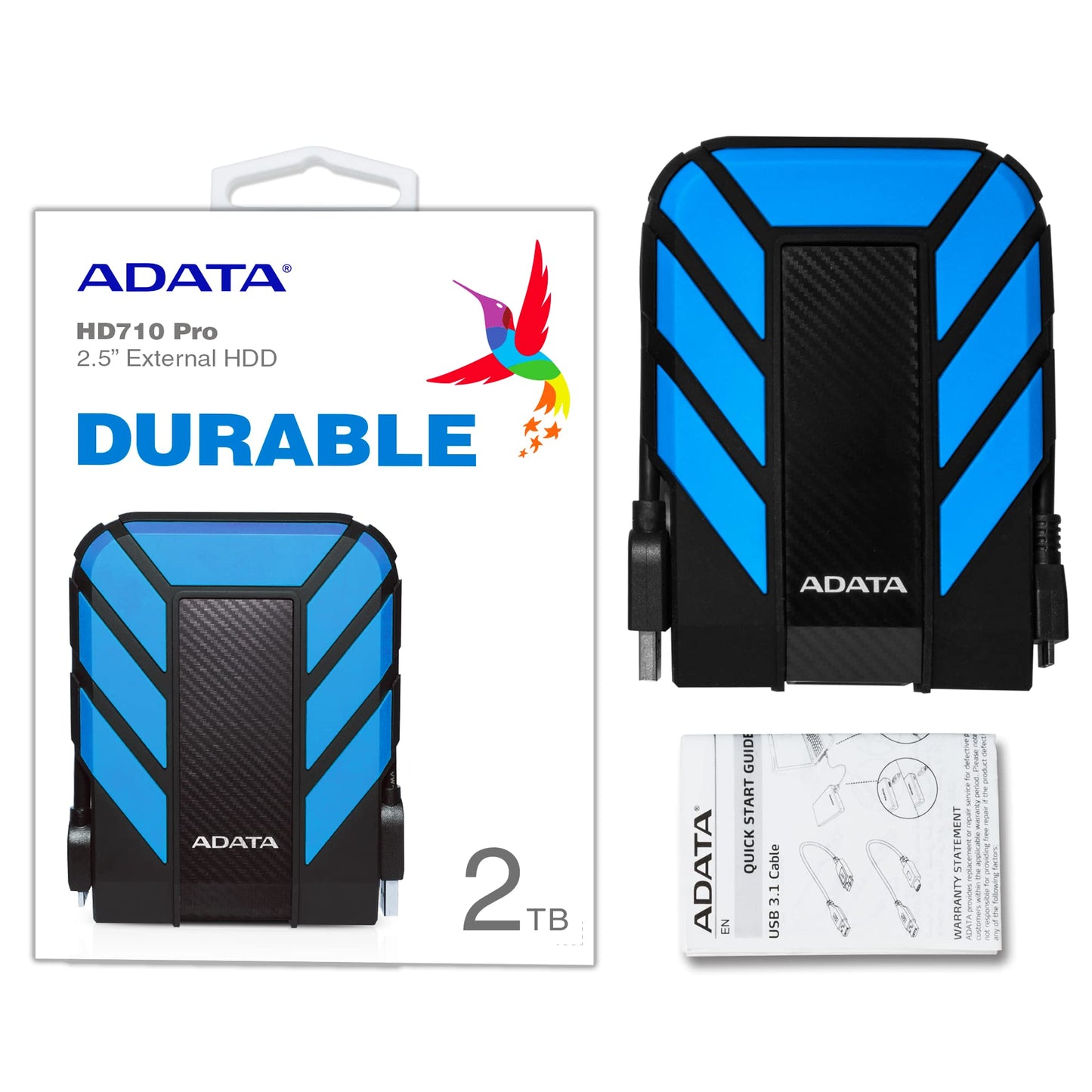 Disco Duro Externo ADATA Azul Resistente a Golpes, Agua y Polvo con Certificación Grado Militar 2 TB