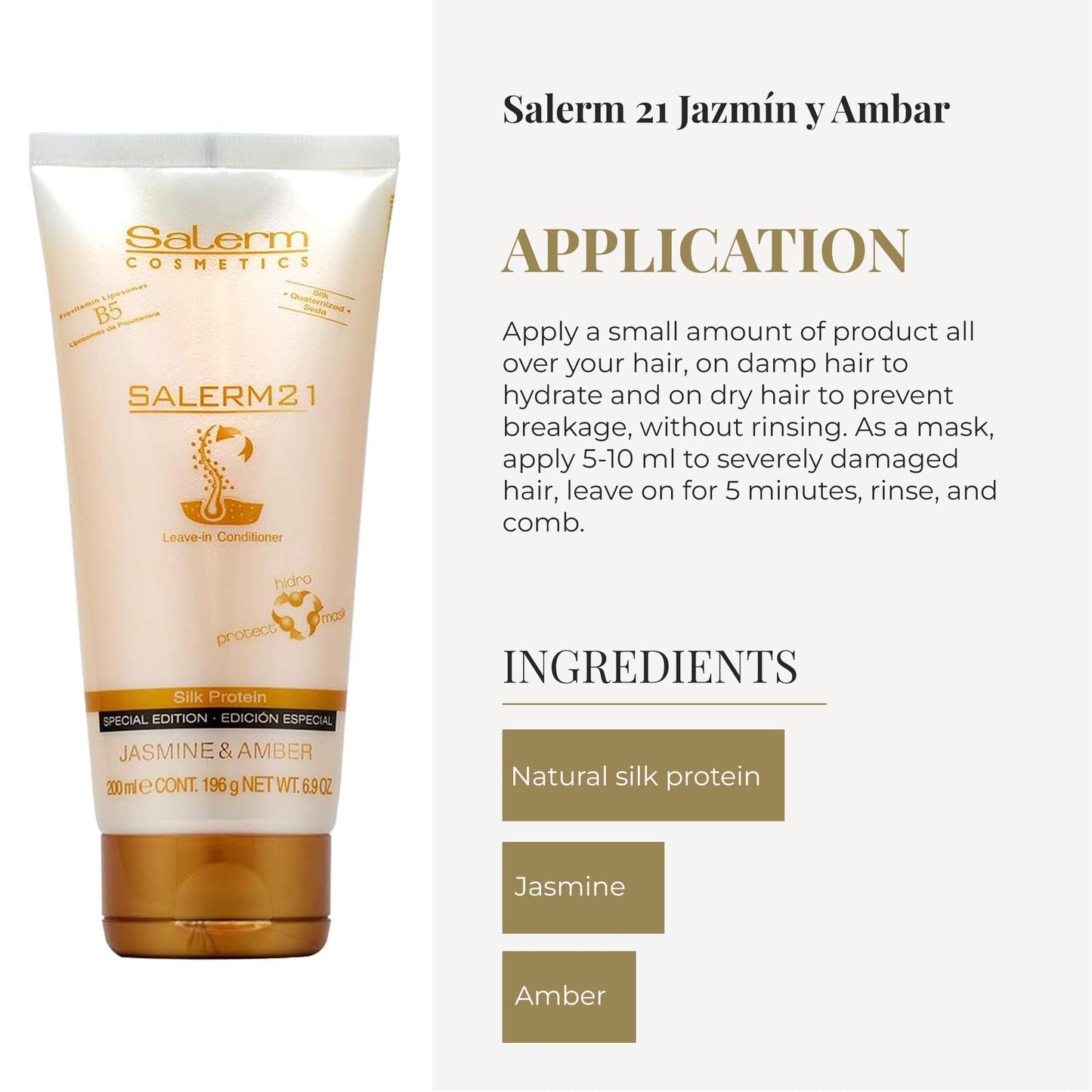 Salerm 21 B5 Silk Protein Leave-In Conditioner Jasmine & Amber, 6.9 Ounce