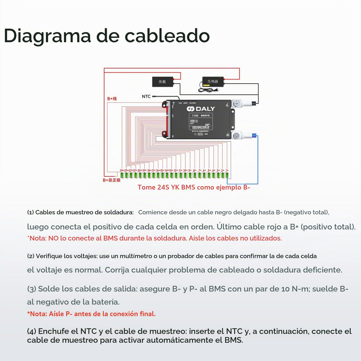 BMS DALY Bluetooth Integrado 30A 12V-24V Protección de Batería de Litio para E-Bikes y Scooters