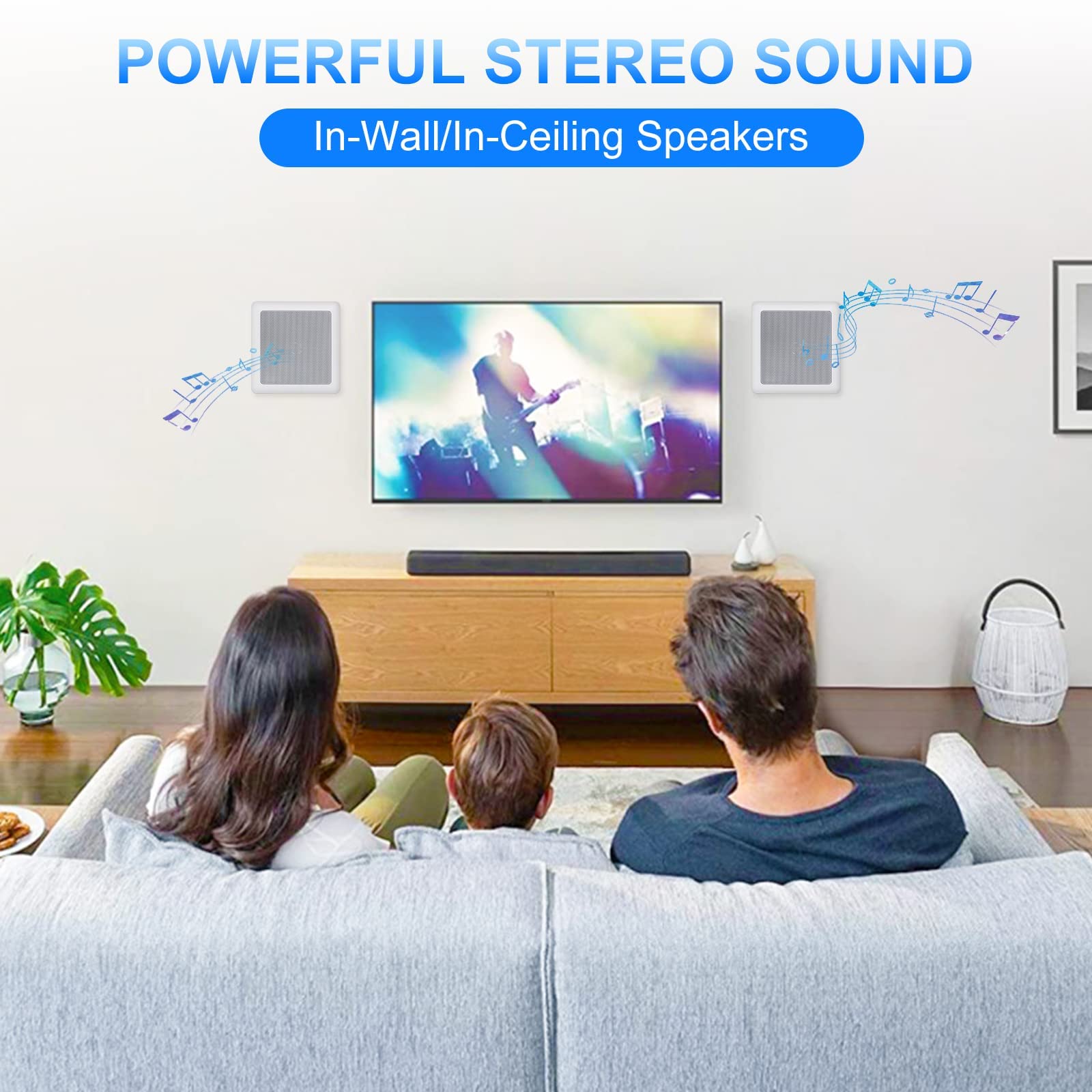 Herdio Altavoces de Techo de 5.25 Pulgadas, Altavoz de Pared de 2 vías de 160 W, Sistema de Altavoces Cuadrados de Montaje Empotrado para Cine en casa, Sala de Estar, Oficina