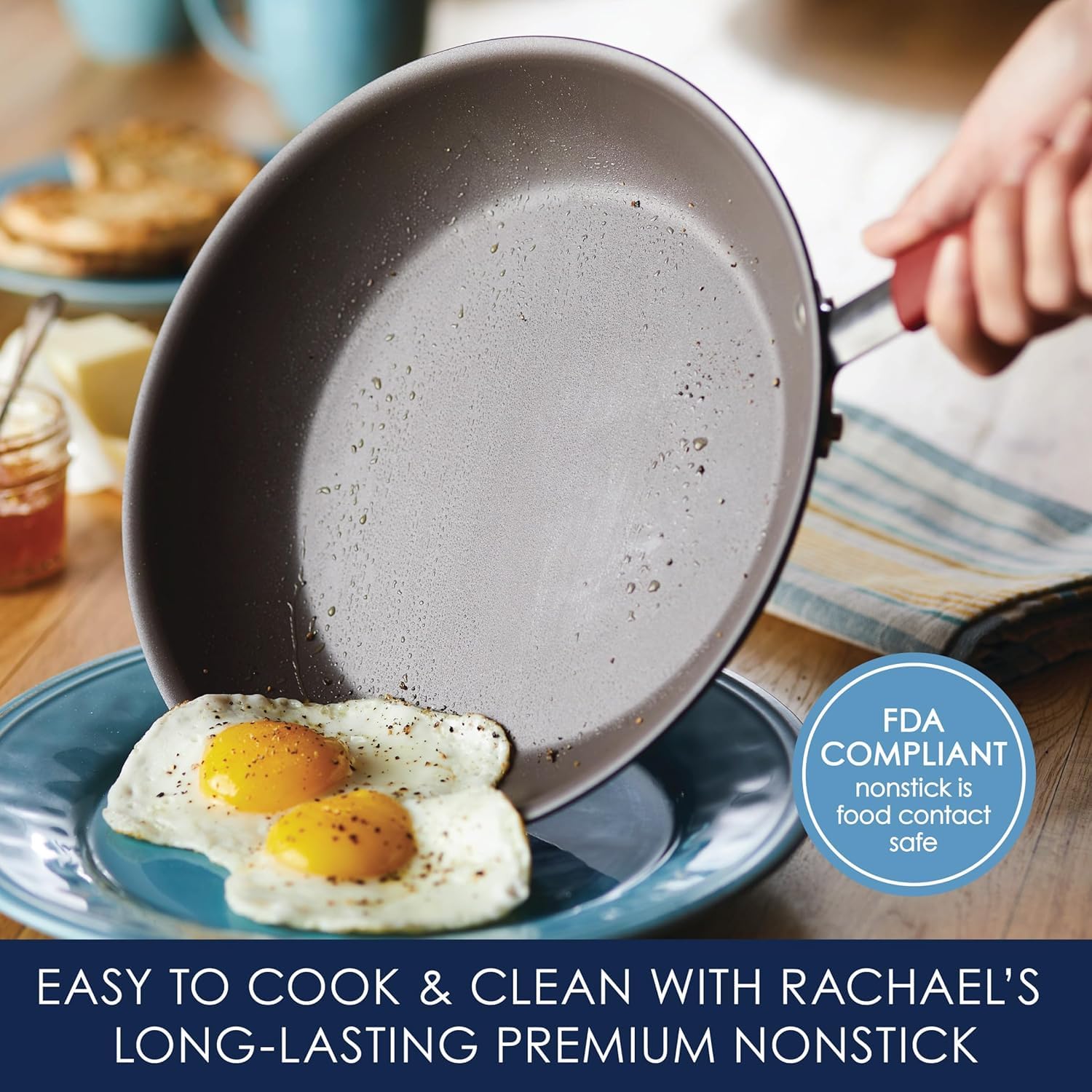 Batería de Cocina Rachael Ray Rojo Pálido Porcelana Dura Antiadhesiva 12 Piezas